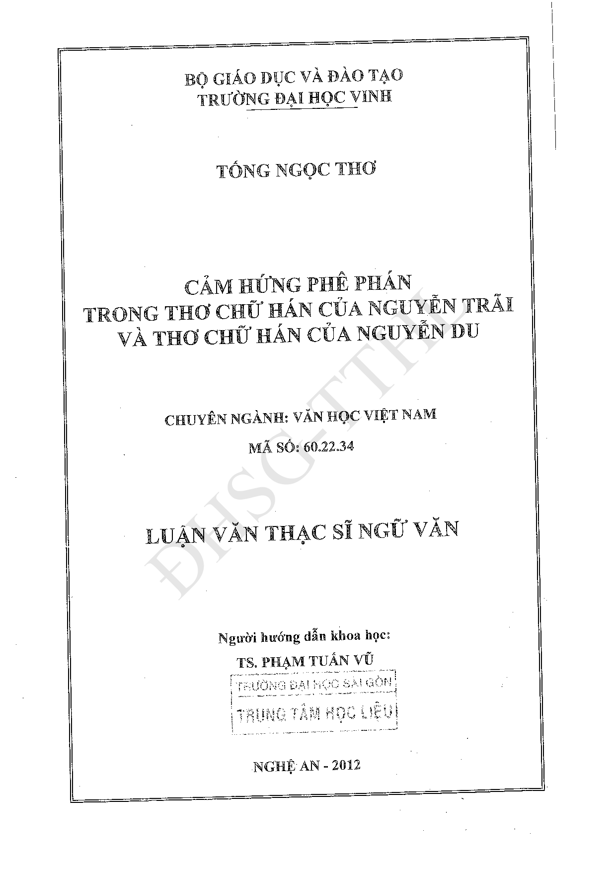 Cảm hứng phê phán trong thơ chữ Hán của Nguyễn Trãi và thơ chữ Hán của Nguyễn Du