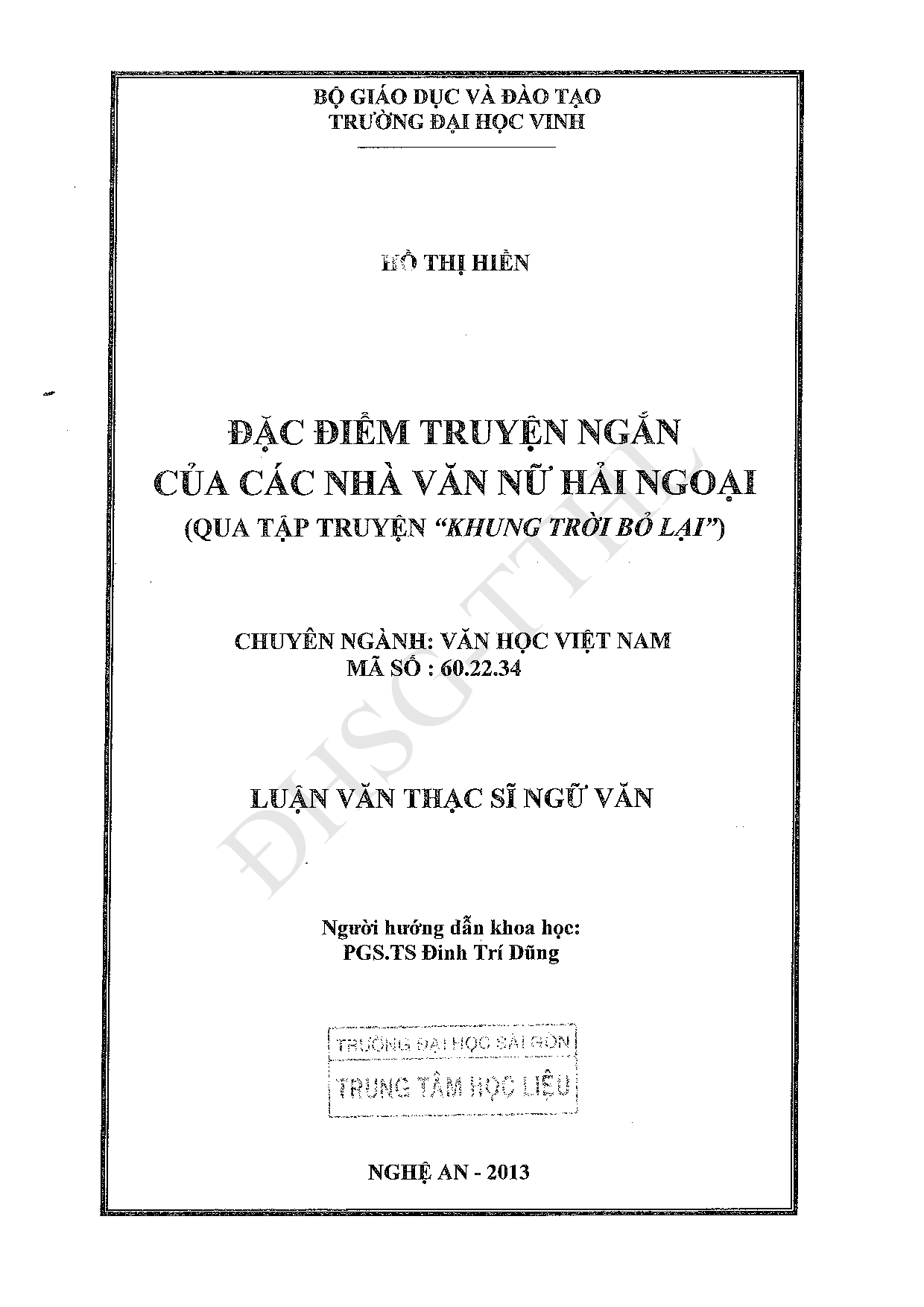 Đặc điểm truyện ngắn của các nhà văn nữ hải ngoại (qua tập truyện "Khung trời bỏ lại")