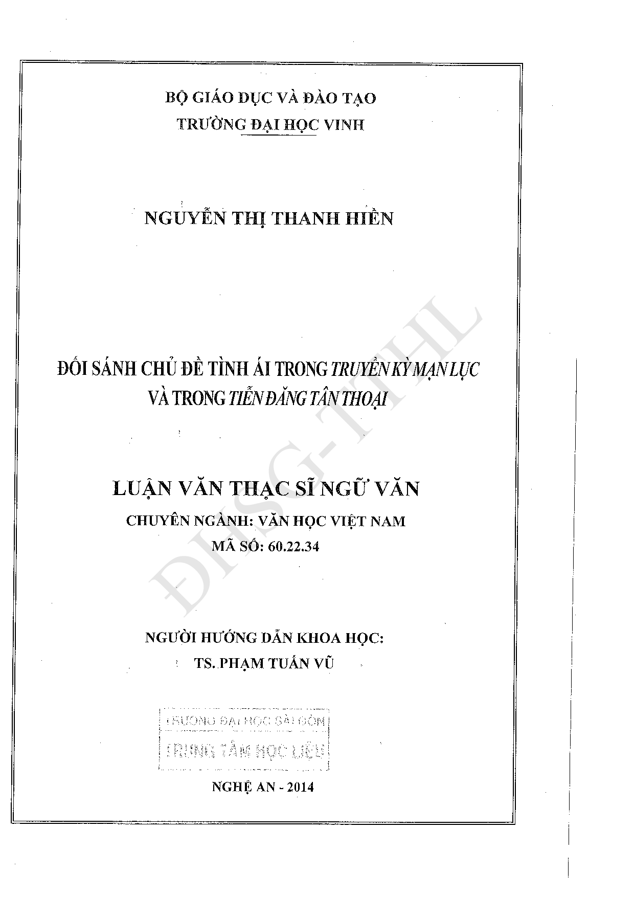 Đối sánh chủ đề tình ái trong Truyền kỳ mạn lục và trong Tiễn đăng tân thoại