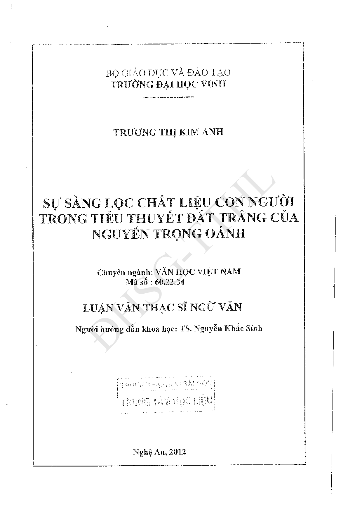 Sự sàng lọc chất liệu con người trong tiểu thuyết Đất trắng của Nguyễn Trọng Oánh