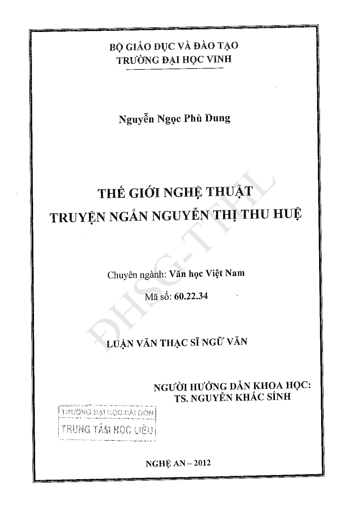 Thế giới nghệ thuật truyện ngắn Nguyễn Thị Thu Huệ