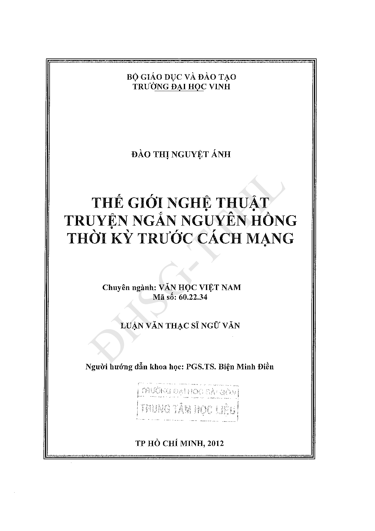 Thế giới nghệ thuật truyện ngắn Nguyên Hồng thời kỳ trước cách mạng