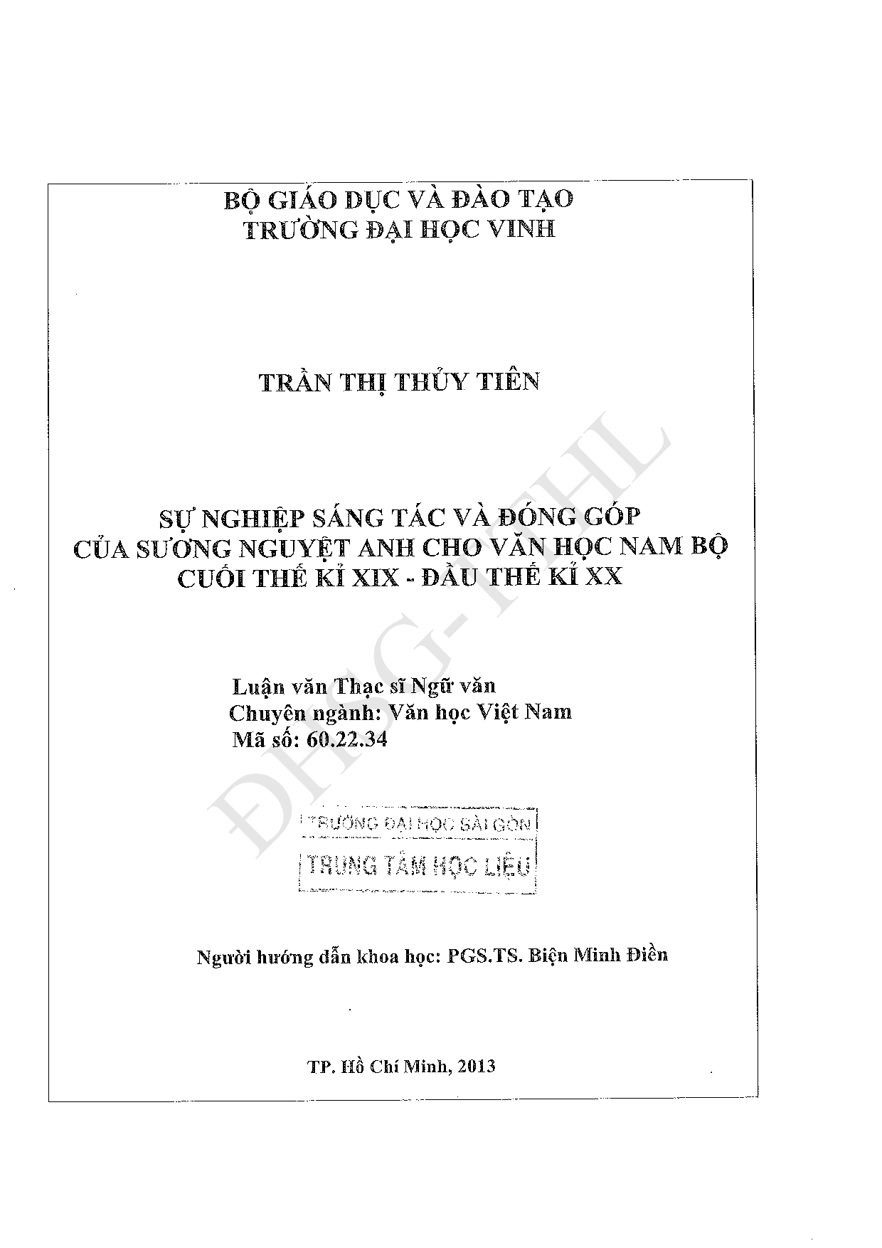 Sự nghiệp sáng tác và đóng góp của Sương Nguyệt Anh cho văn học Nam Bộ cuối thế kỉ XIX - đầu thế kỉ XX