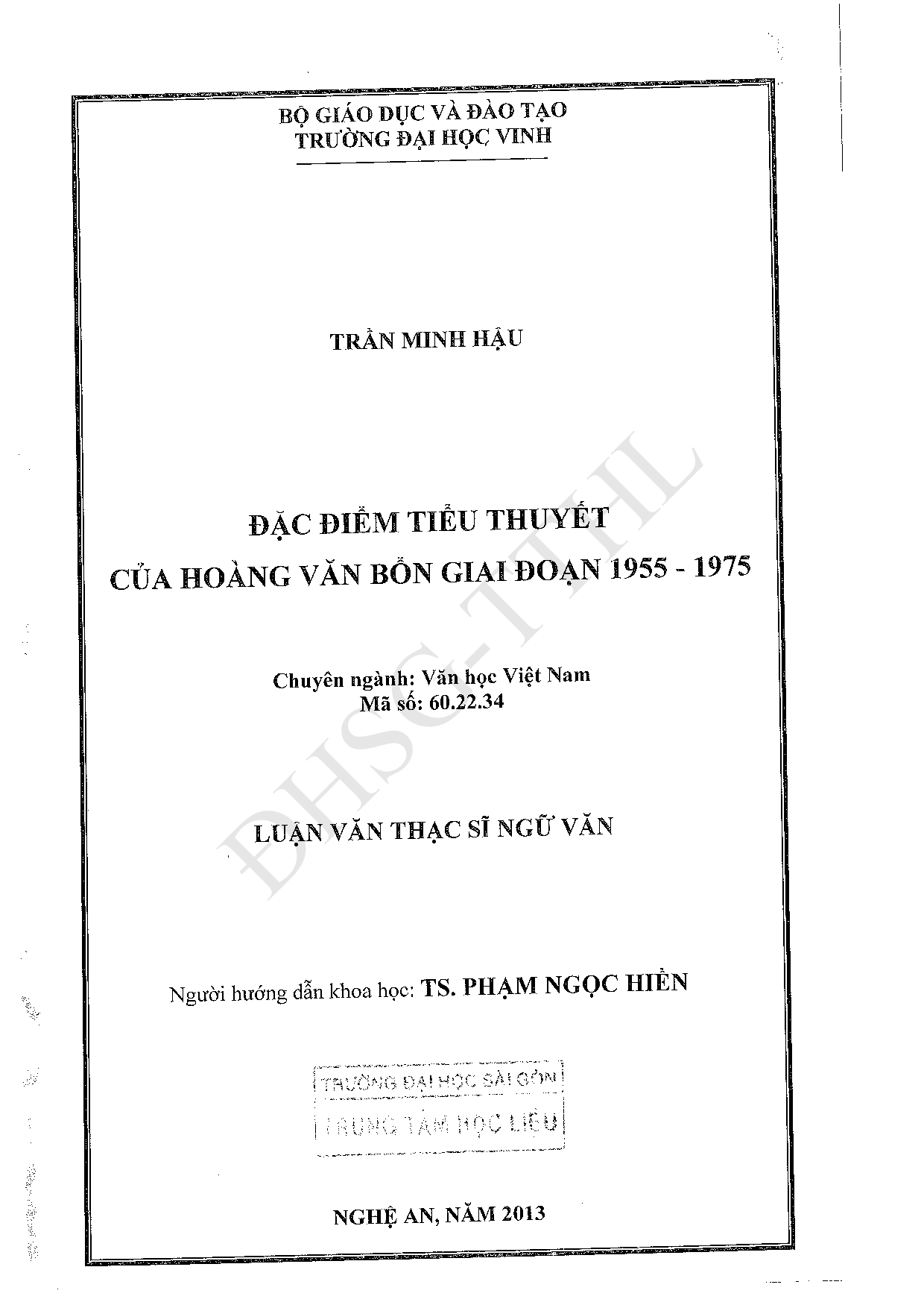 Đặc điểm tiểu thuyết của Hoàng Văn Bổn giai đoạn 1955-1975