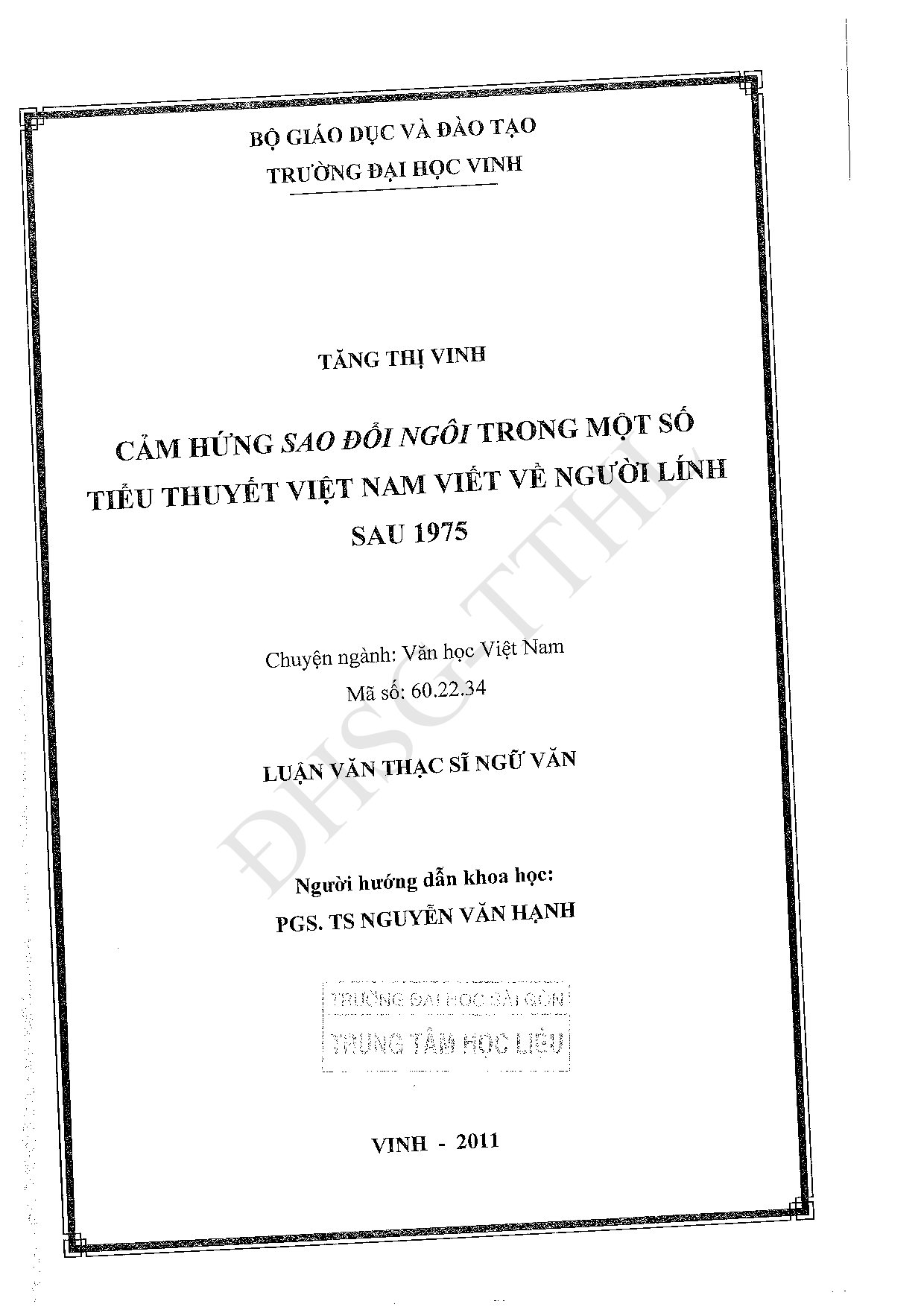 Cảm hứng sao đổi ngôi trong một số tiểu thuyết Việt Nam viết về người lính sau 1975