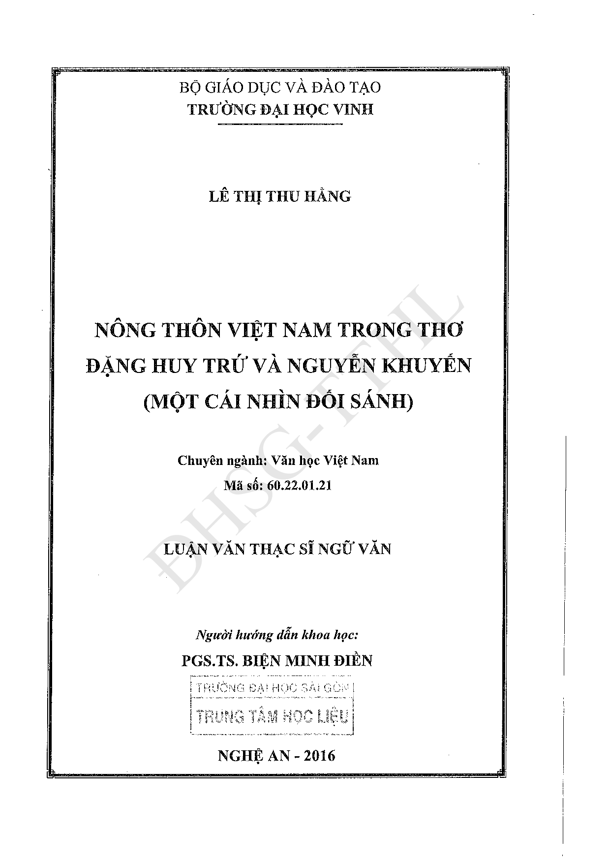 Nông thôn Việt Nam trong thơ Đặng Huy Trứ và Nguyễn Khuyến (một cái nhìn đối sánh)