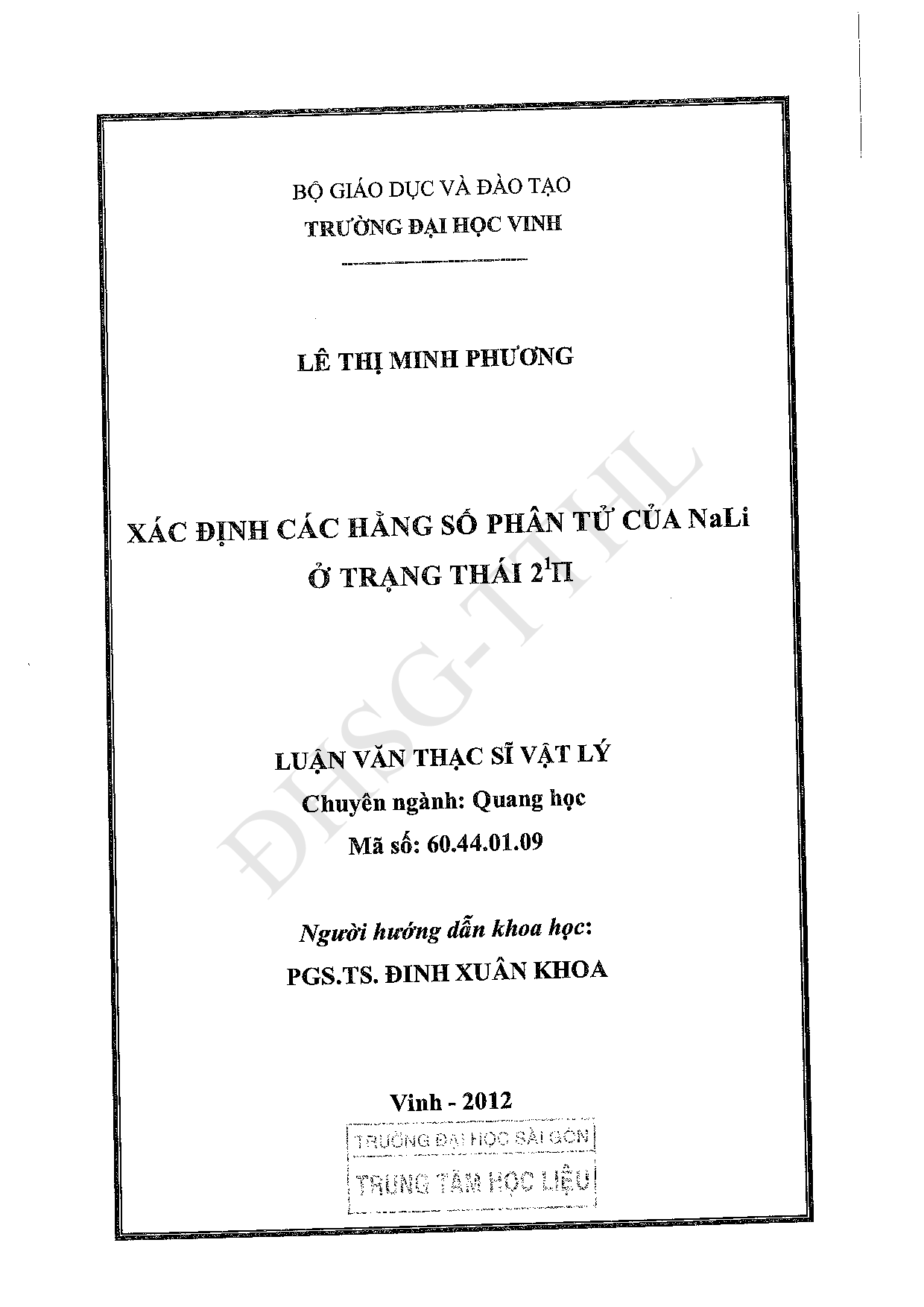 Xác định hằng số phân tử của NaLi ở trạng thái 21II