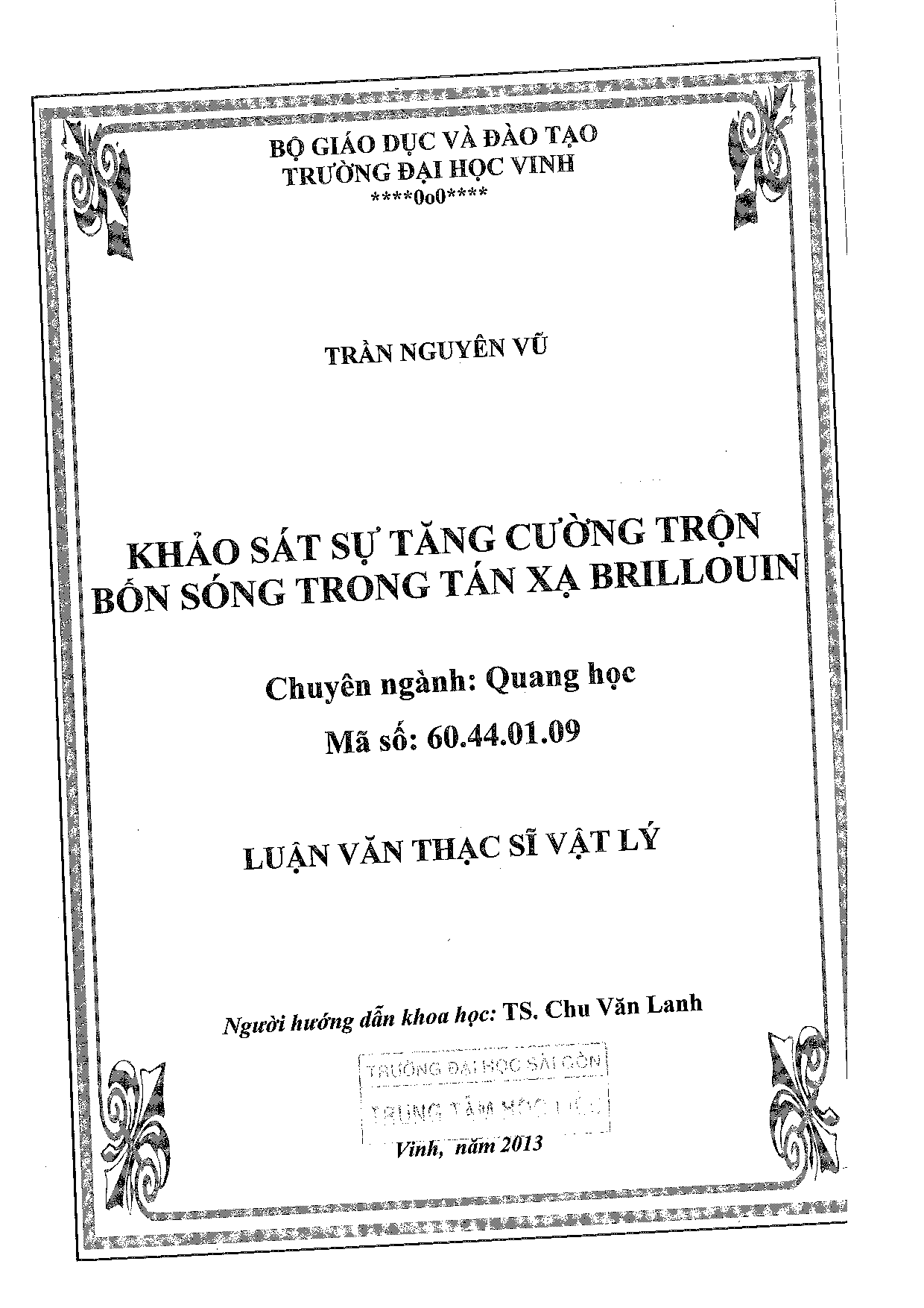 Khảo sát sự tăng cường trộn bốn sóng trong tán xạ Brillouin