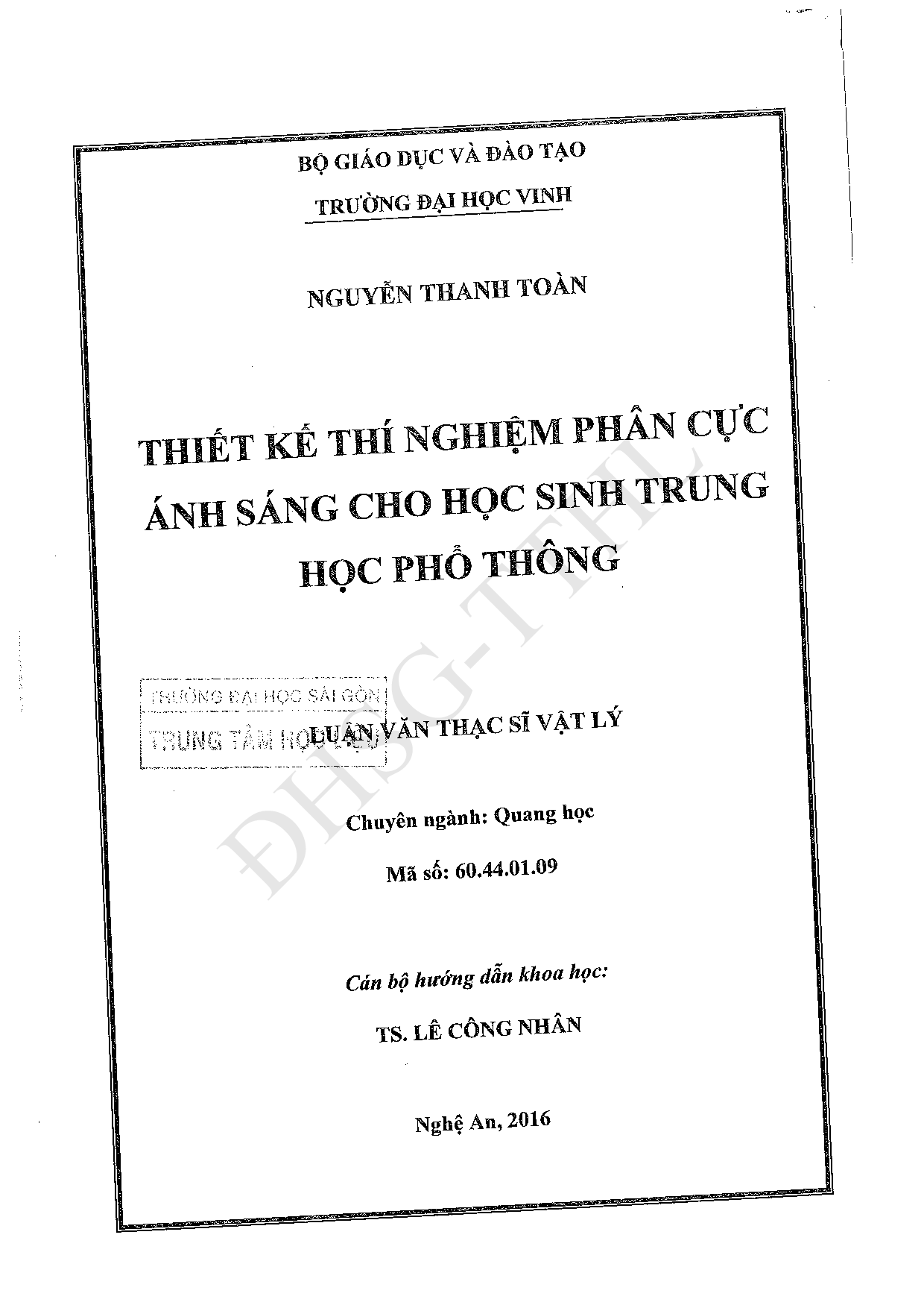 Thiết kế thí nghiệm phân cực ánh sáng cho học sinh trung học phổ thông