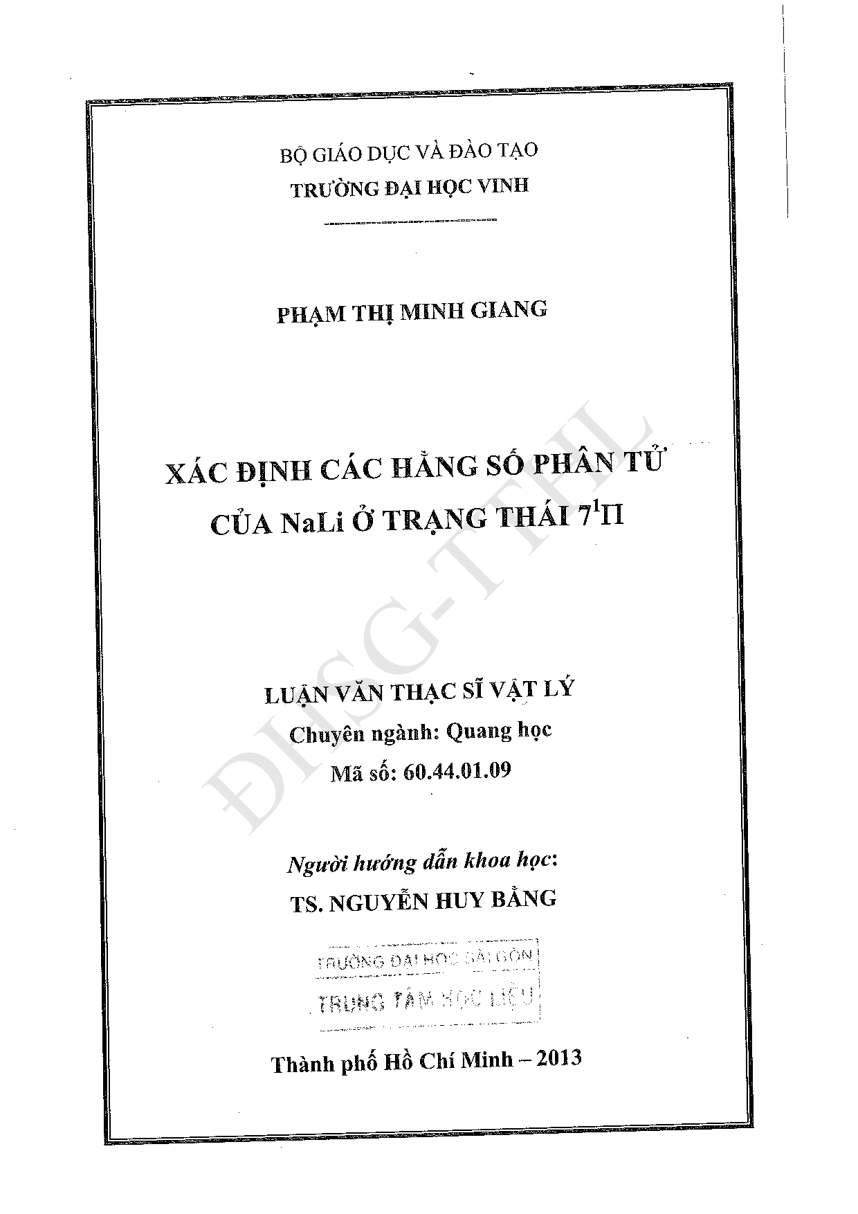 Xác định các hằng số phân tử của NaLi ở trạng thái 71Π