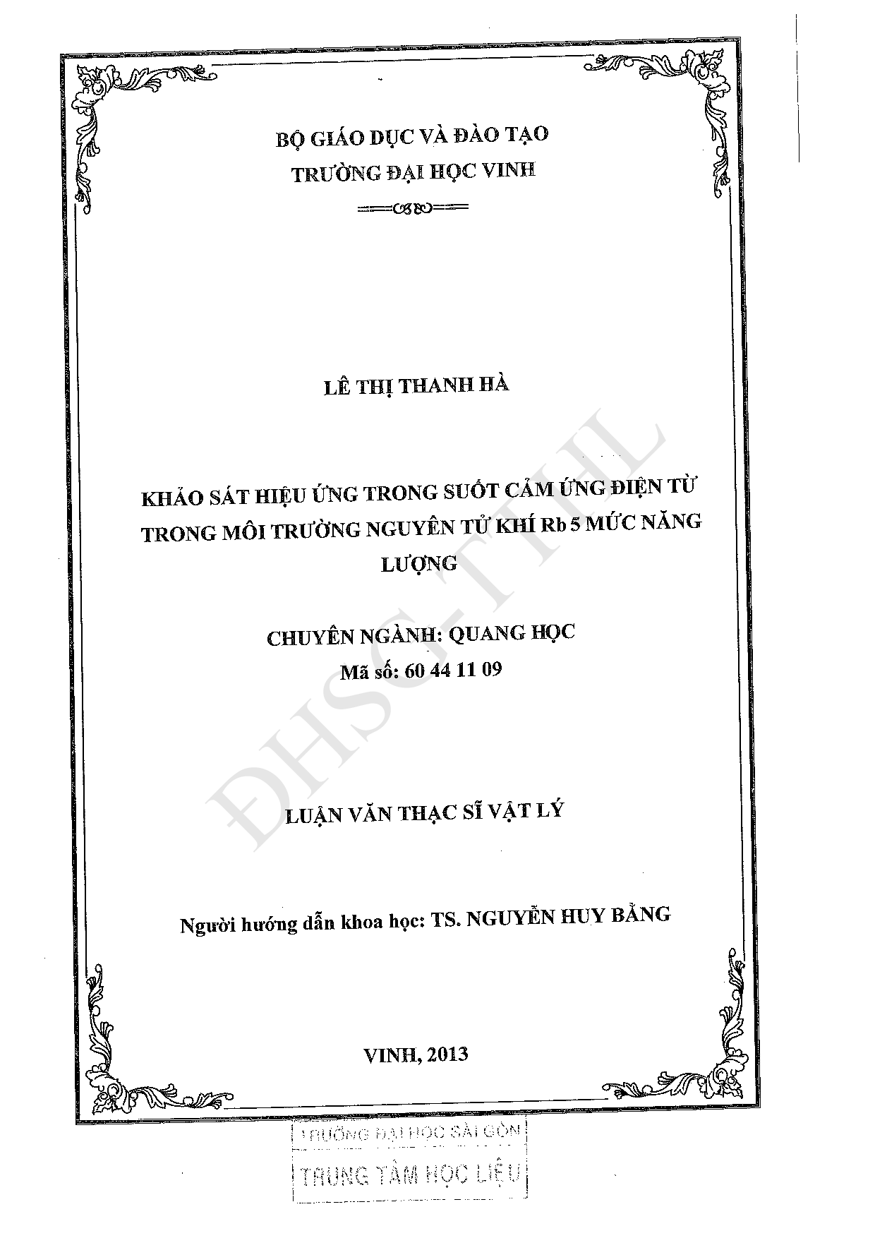 Khảo sát hiệu ứng trong suốt cảm ứng điện từ trong môi trường nguyên tử khí Rb 5 mức năng