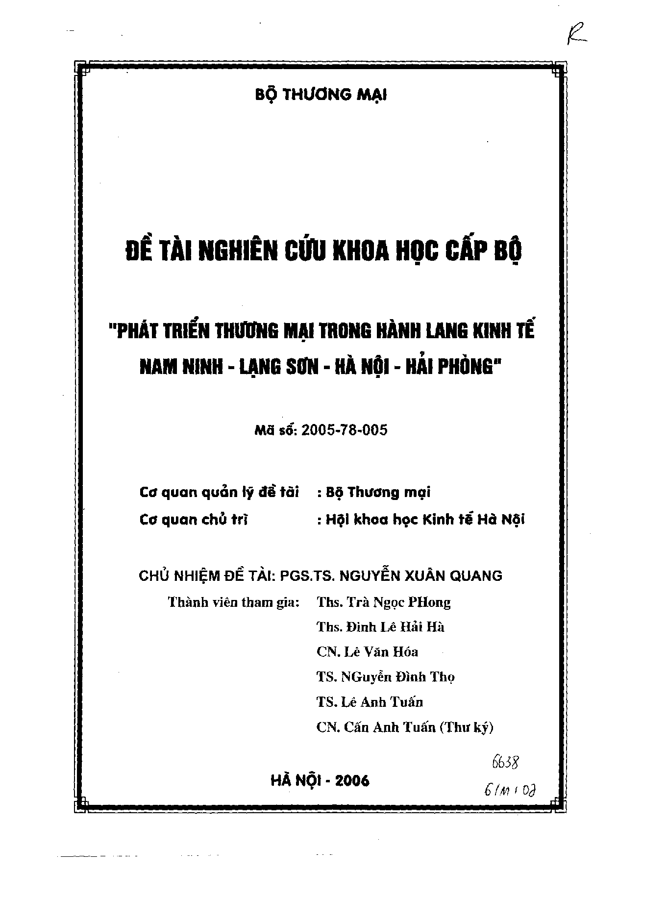 Phát triển thương mại trong hành lang kinh tế Nam Ninh - Lạng Sơn - Hà Nội - Hải Phòng  