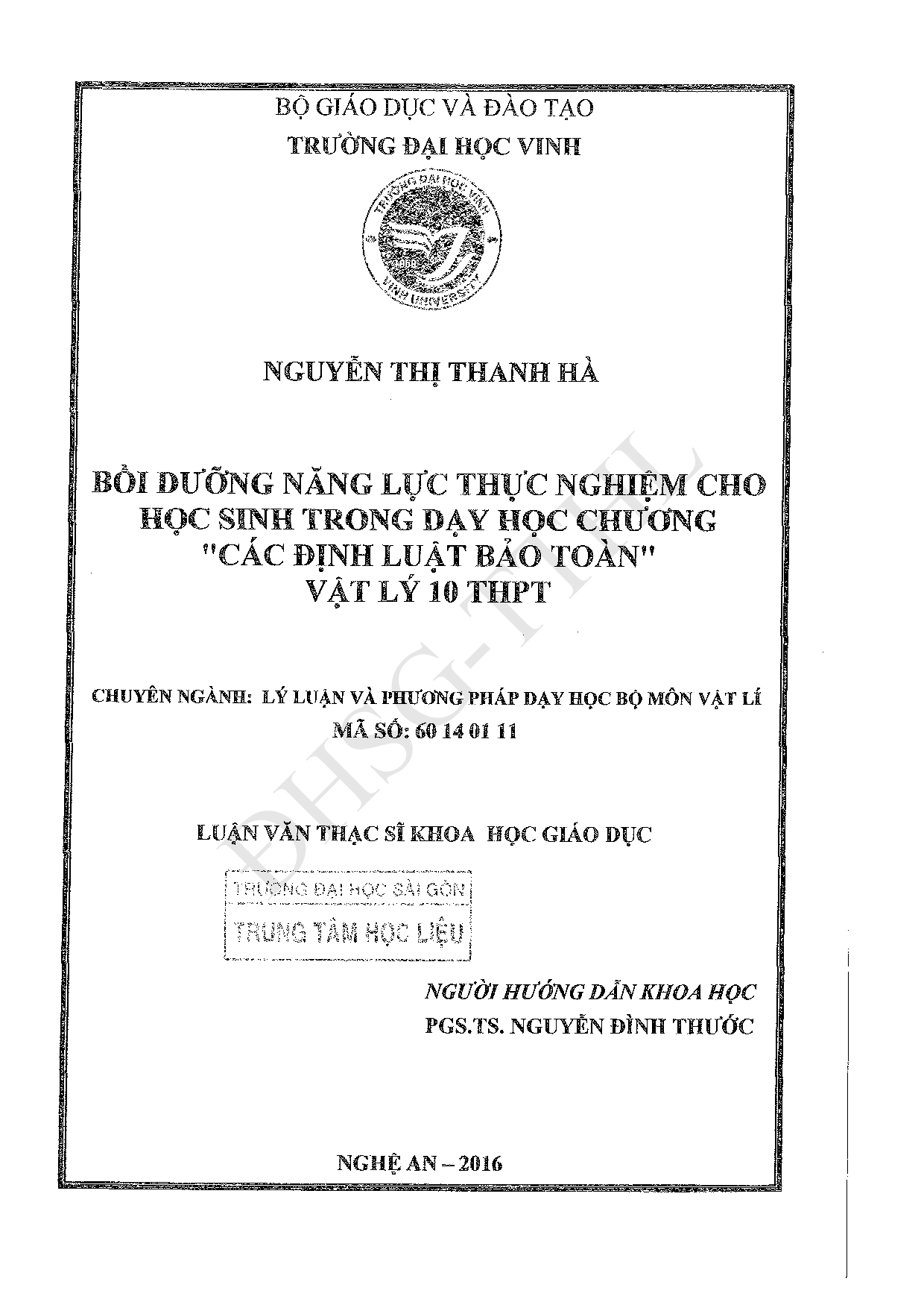 Bồi dưỡng năng lực thực nghiệm cho học sinh trong dạy học chương "Các định luật bảo toàn" Vật lý 10 THPT