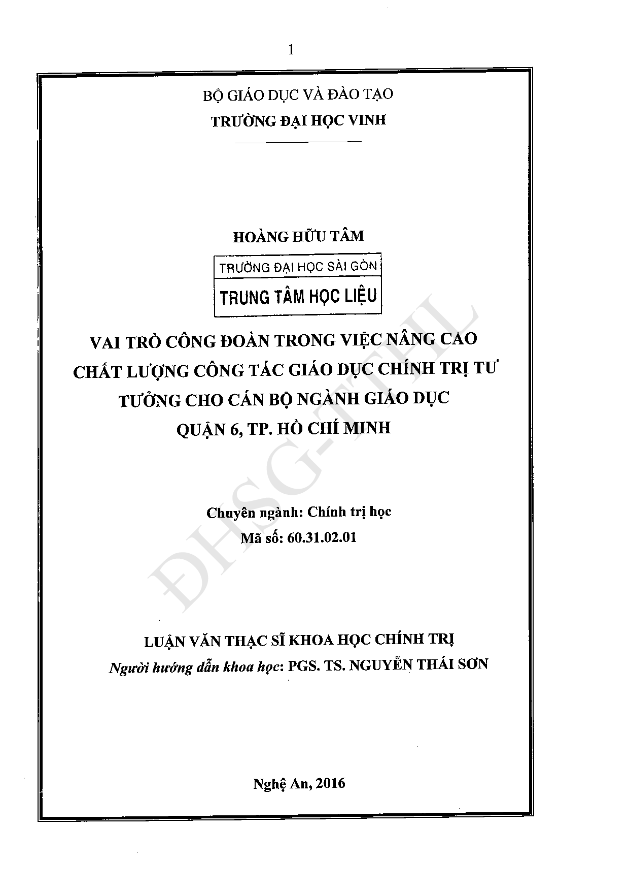 Vai trò công đoàn trong việc nâng cao chất lượng công tác giáo dục chính trị tư tưởng cho cán bộ ngành giáo dục quận 6, TP. Hồ Chí Minh