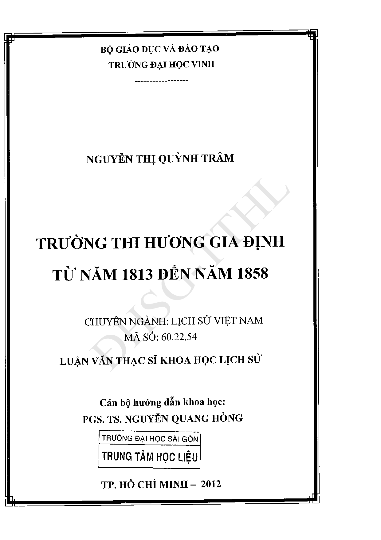 Trường thi hương Gia Định từ năm 1813 đến năm 1858