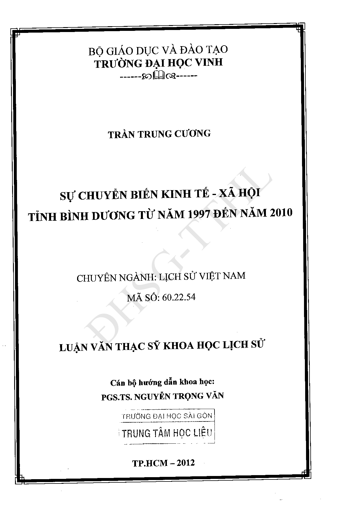 Sự chuyển biến kinh tế - xã hội tỉnh Bình Dương từ năm 1997đến năm 2010