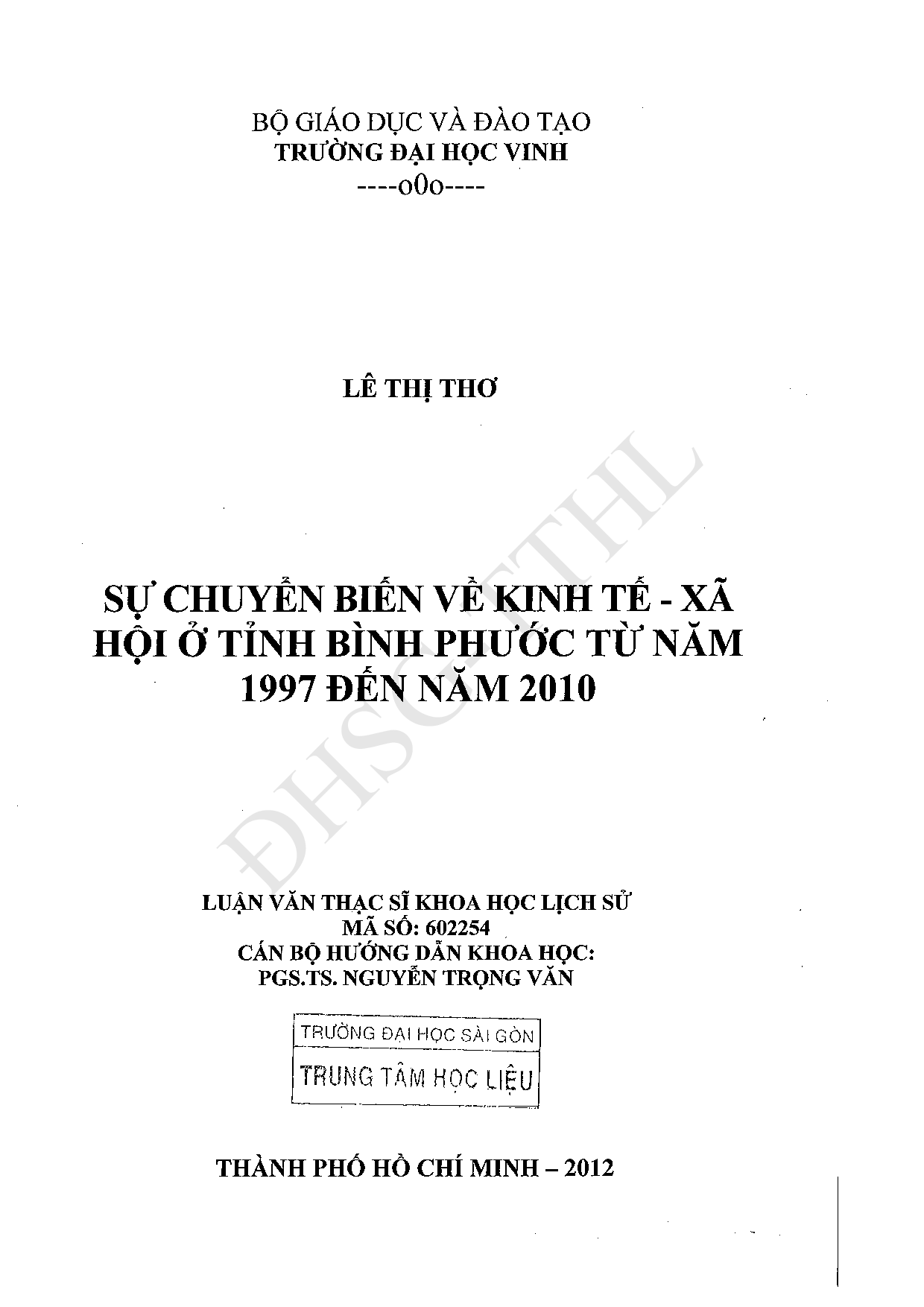 Sự chuyển biến kinh tế - xã hội ở tỉnh Bình Phước từ năm 1997 đến năm 2010