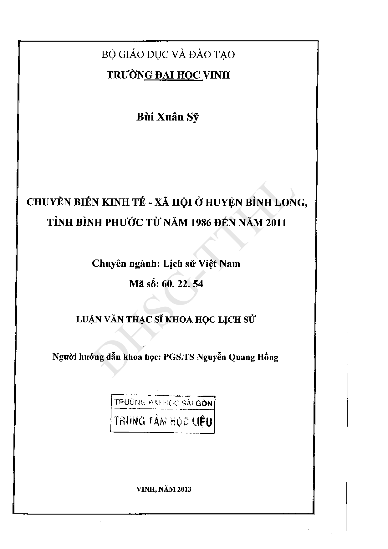 Chuyển biến kinh tế - xã hội huyện Bình Long, tỉnh Bình Phước từ năm 1986 đến năm 2011