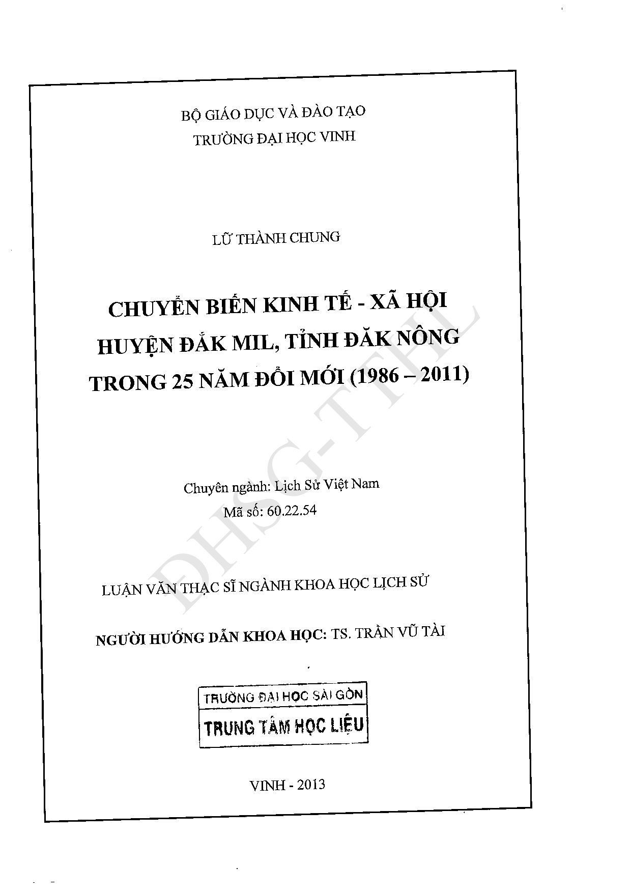 Chuyển biến kinh tế - xã hội huyện Đắk Mil, tỉnh Đắk Nông trong 25 năm đổi mới (1986-2011)