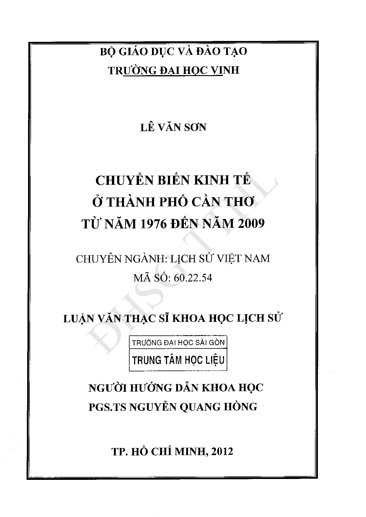 Chuyển biến kinh tế thành phố Cần Thơ từ năm 1976 đến năm 2009