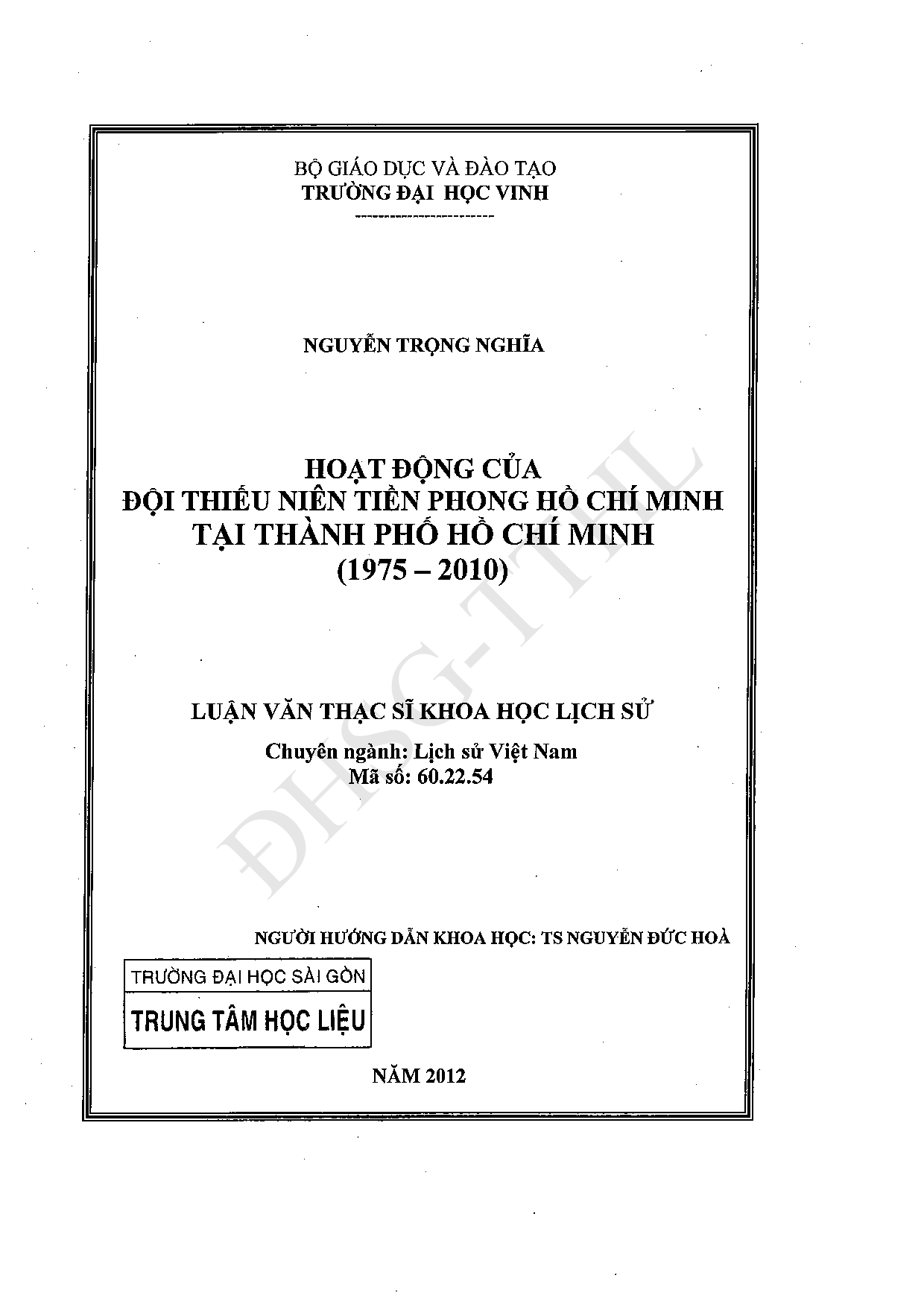 Hoạt động của đội thiếu niên tiền phong Hồ Chí Minh tại thành phố Hồ Chí Minh (1975-2010)