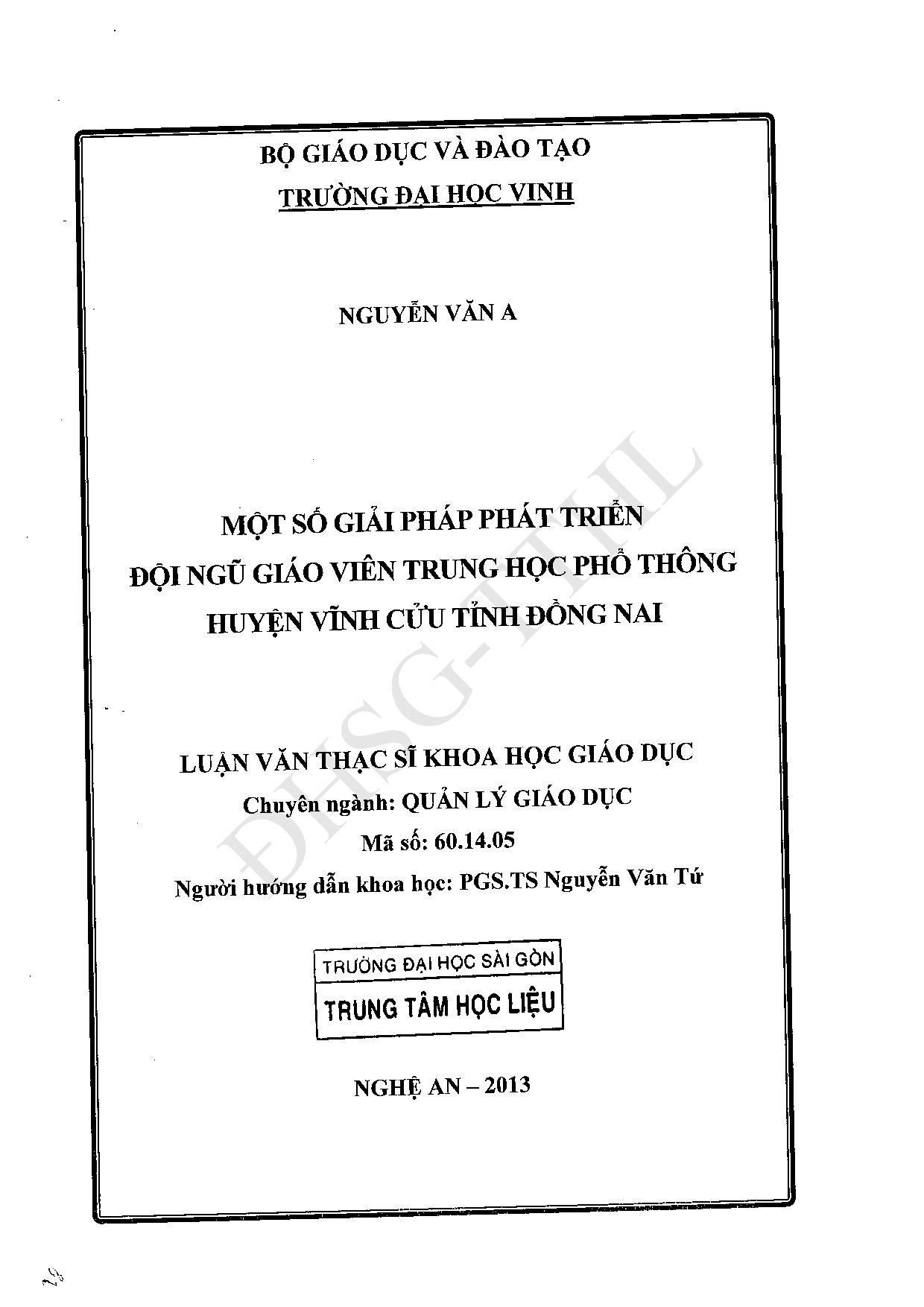 Một số giải pháp phát triển đội ngũ giáo viên Trung học phổ thông huyện Vĩnh Cửu, tỉnh Đồng Nai