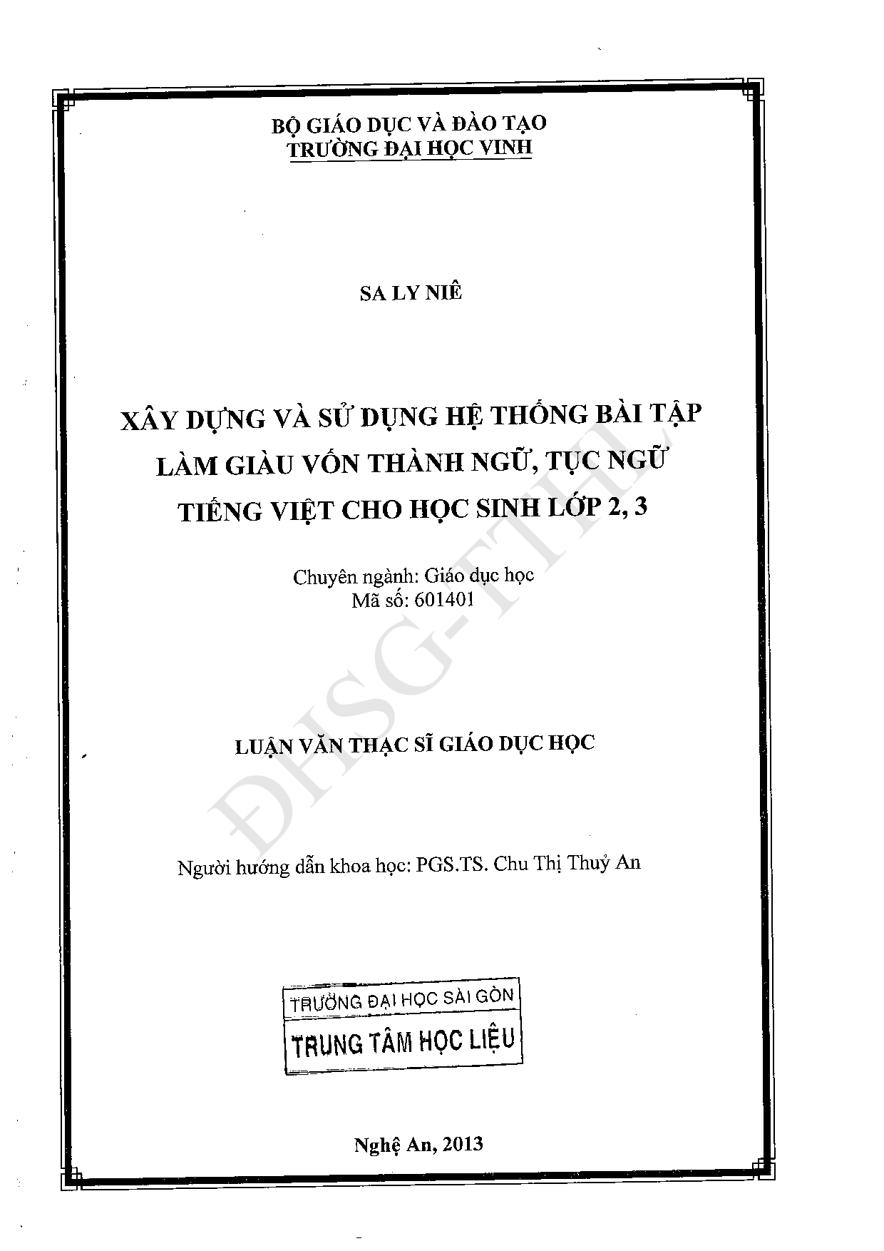 Xây dựng và sử dụng hệ thống bài tập làm giàu vốn thành ngữ, tục ngữ tiếng việt cho học sinh lớp 2,3