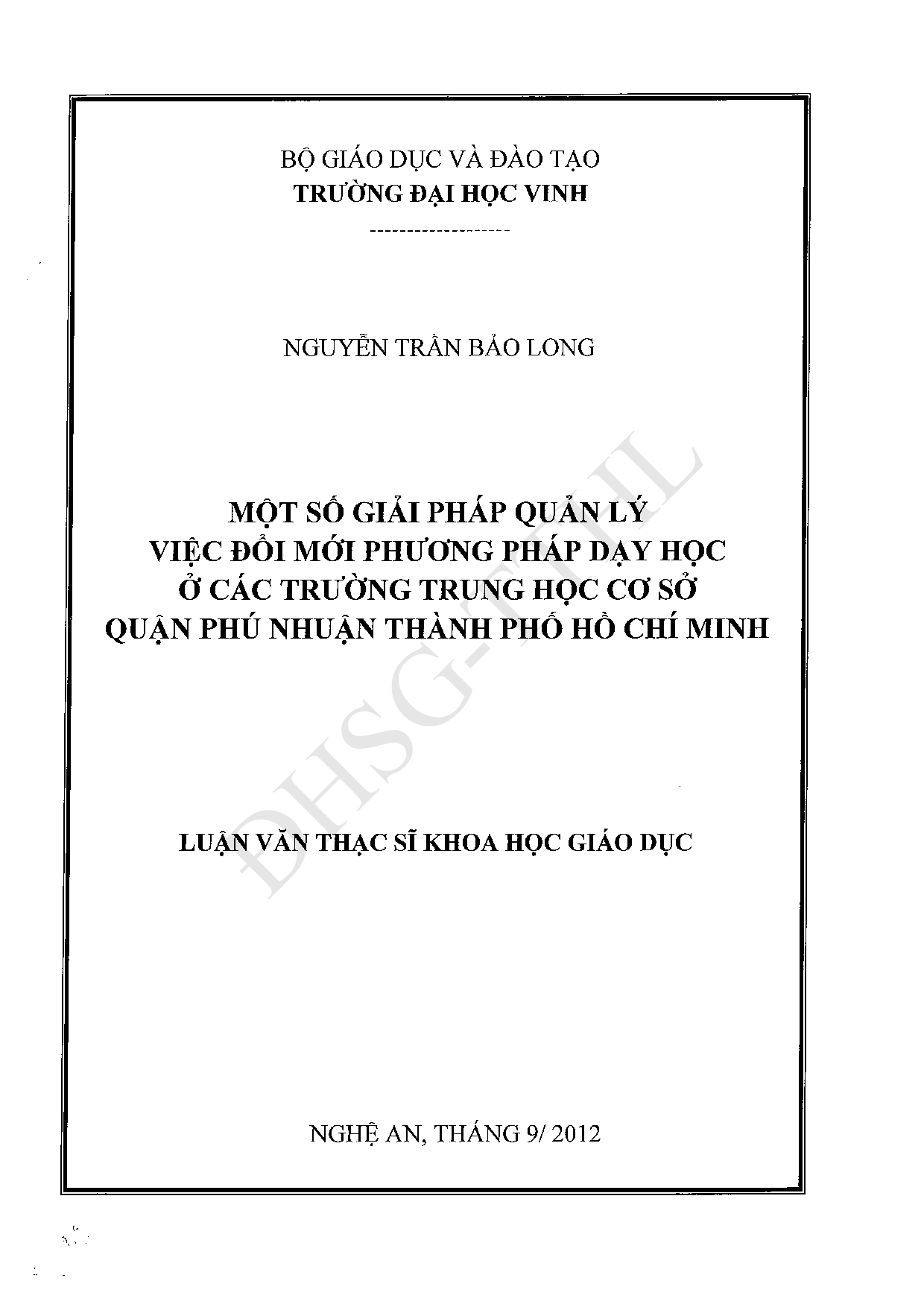 Một số giải pháp quản lý việc đổi mới phương pháp dạy học ở các trường trung học cơ sở quận Phú Nhuận Thành phố Hồ Chí Minh