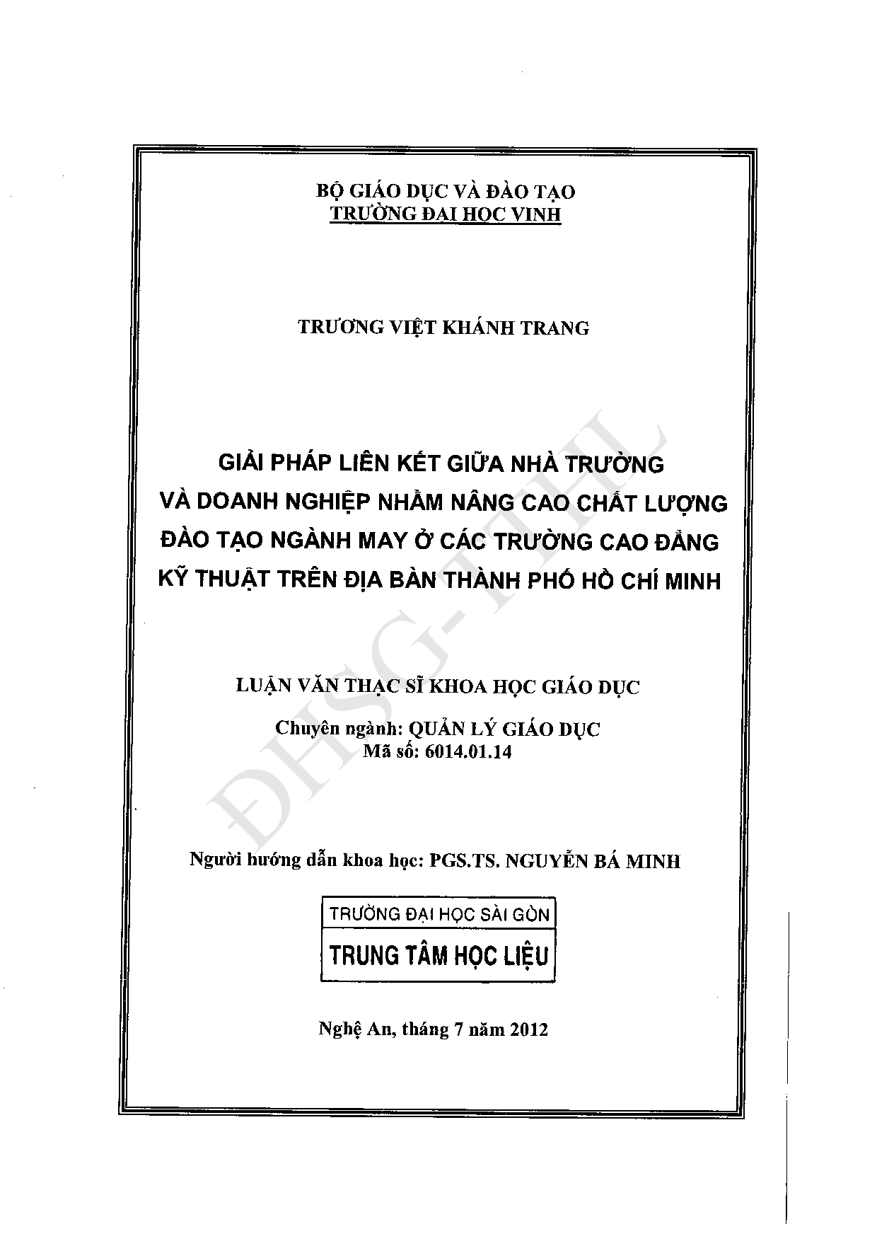 Giải pháp liên kết giữa nhà trường và doanh nghiệp nhằm nâng cao chất lượng đào tạo ngành may ở các trường cao đẳng kỹ thuật trên địa bàn Thành phố Hồ Chí Minh