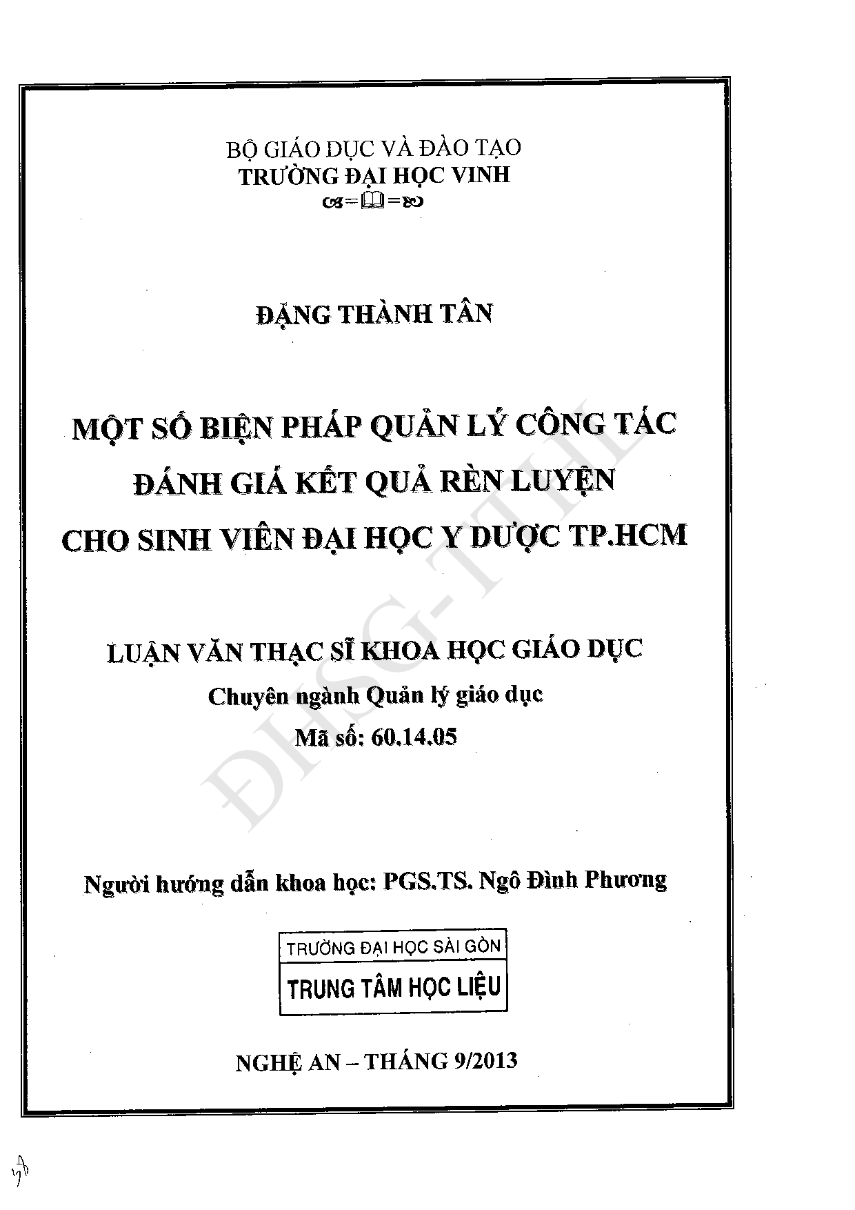 Một số biện pháp quản lý công tác đánh giá kết quả rèn luyện cho sinh viên Đại học Y dược TP.HCM