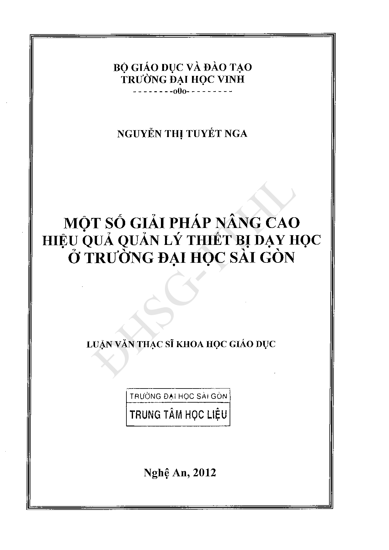 Một số giải pháp nâng cao hiệu quả quản lý thiết bị dạy học ở trường Đại học Sài Gòn