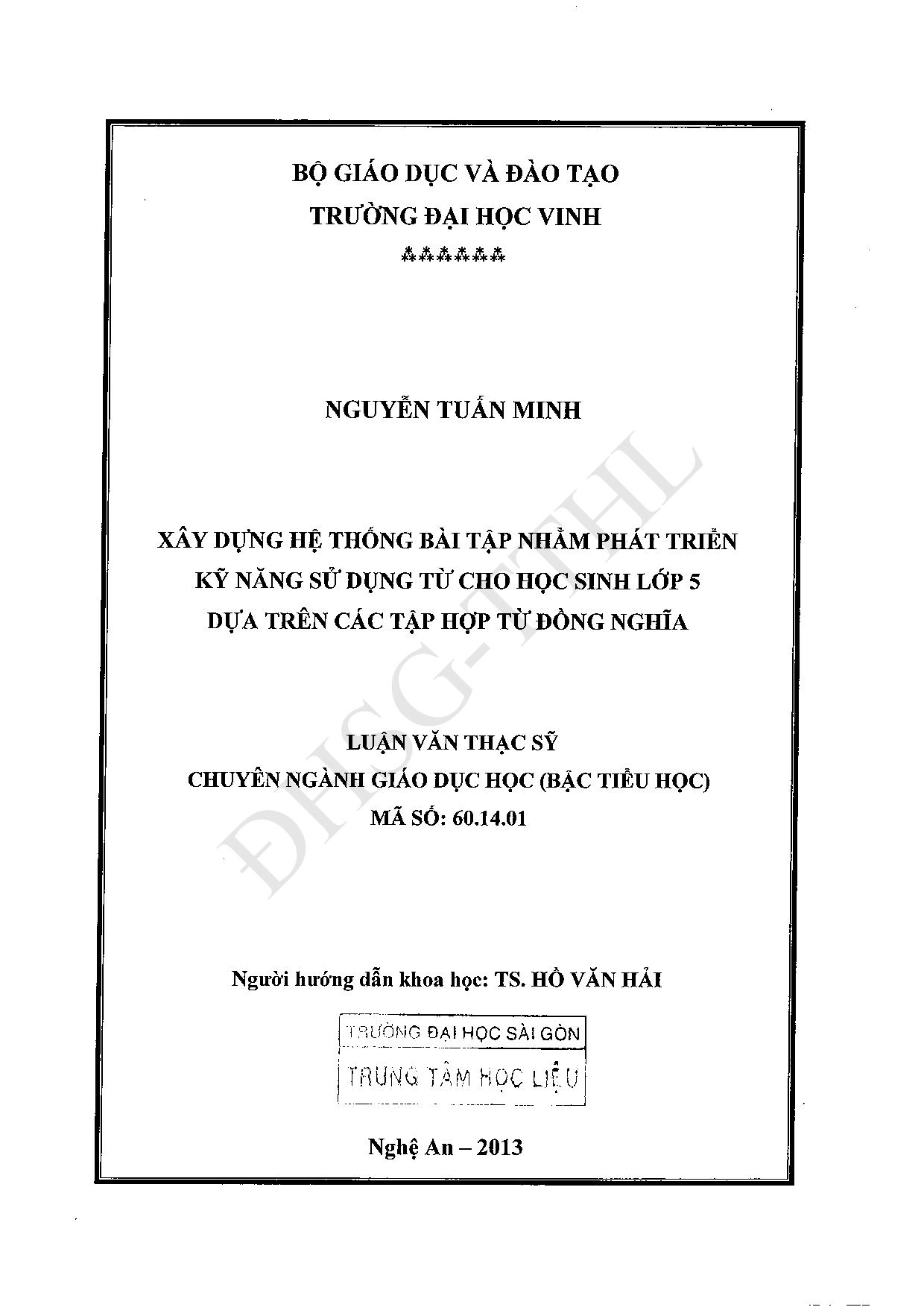 Xây dựng hệ thống bài tập nhằm phát triển kỹ năng sử dụng từ cho học sinh lớp 5 dựa trên các tập hợp từ đồng nghĩa