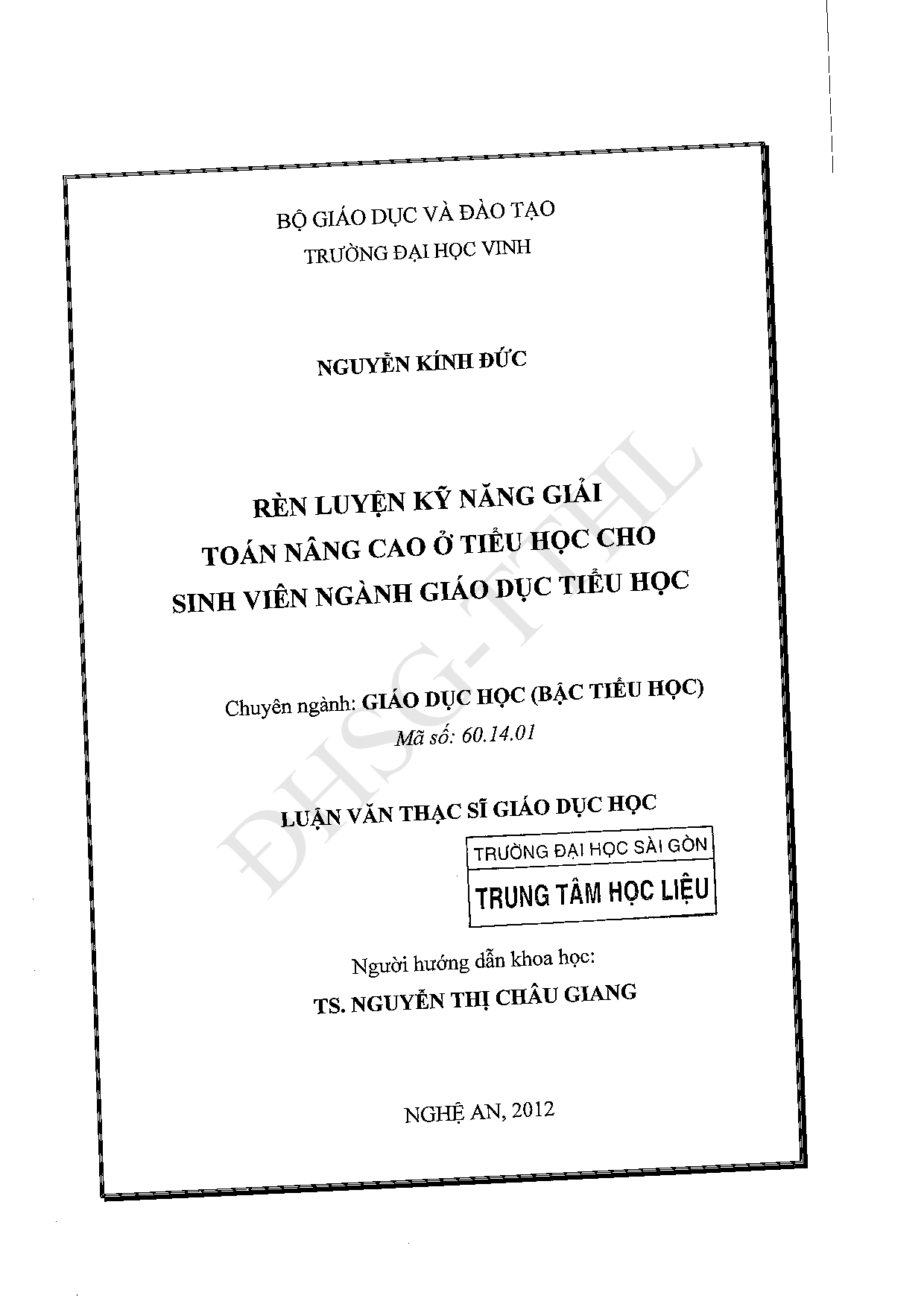 Rèn luyện kỹ năng giải toán nâng cao ở tiểu học cho sinh viên ngành giáo dục tiểu học