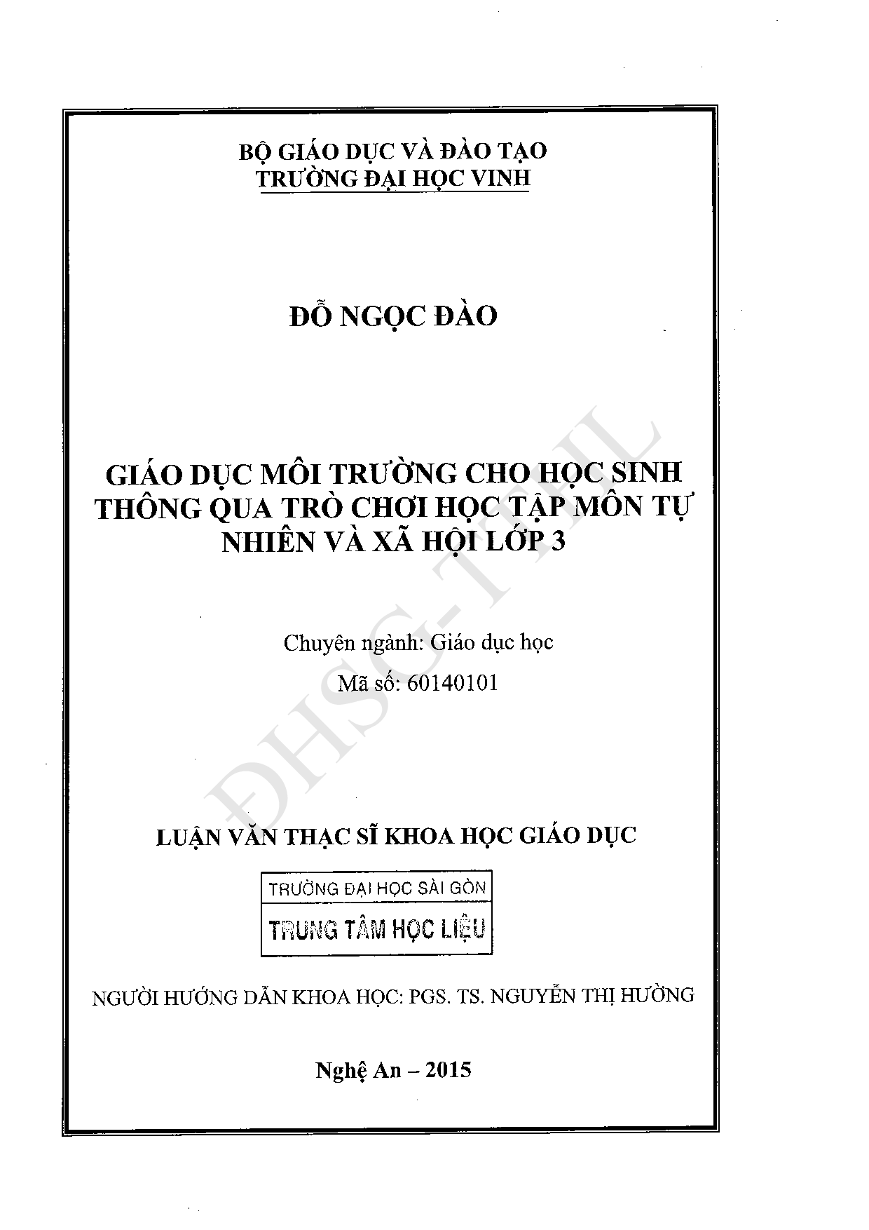 Giáo dục môi trường cho học sinh thông qua trò chơi học tập môn tự nhiên và xã hội lớp 3