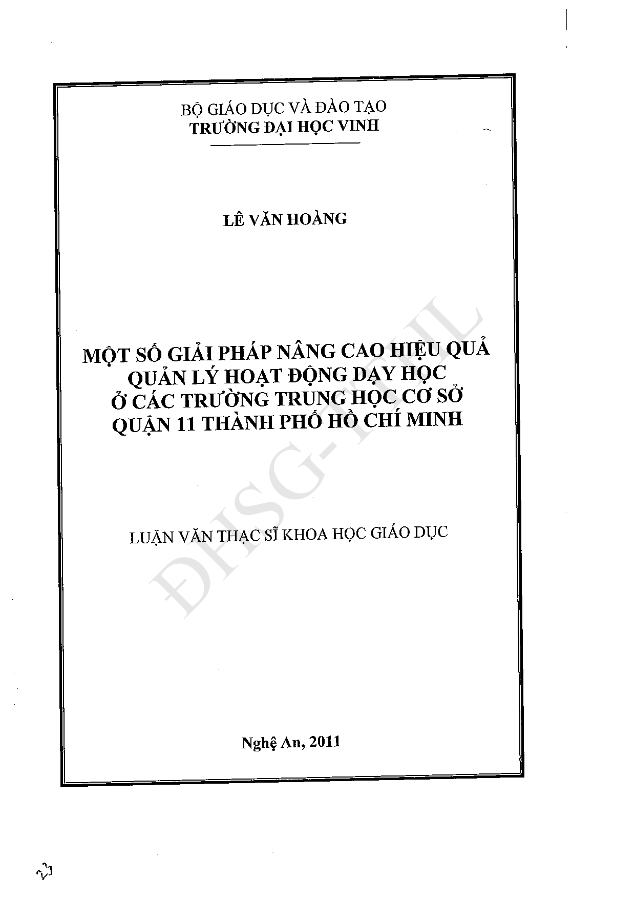 Một số giải pháp nâng cao hiệu quả quản lý hoạt động dạy học ở các trường Trung học cơ sở quận 11 thành phố Hồ Chí Minh