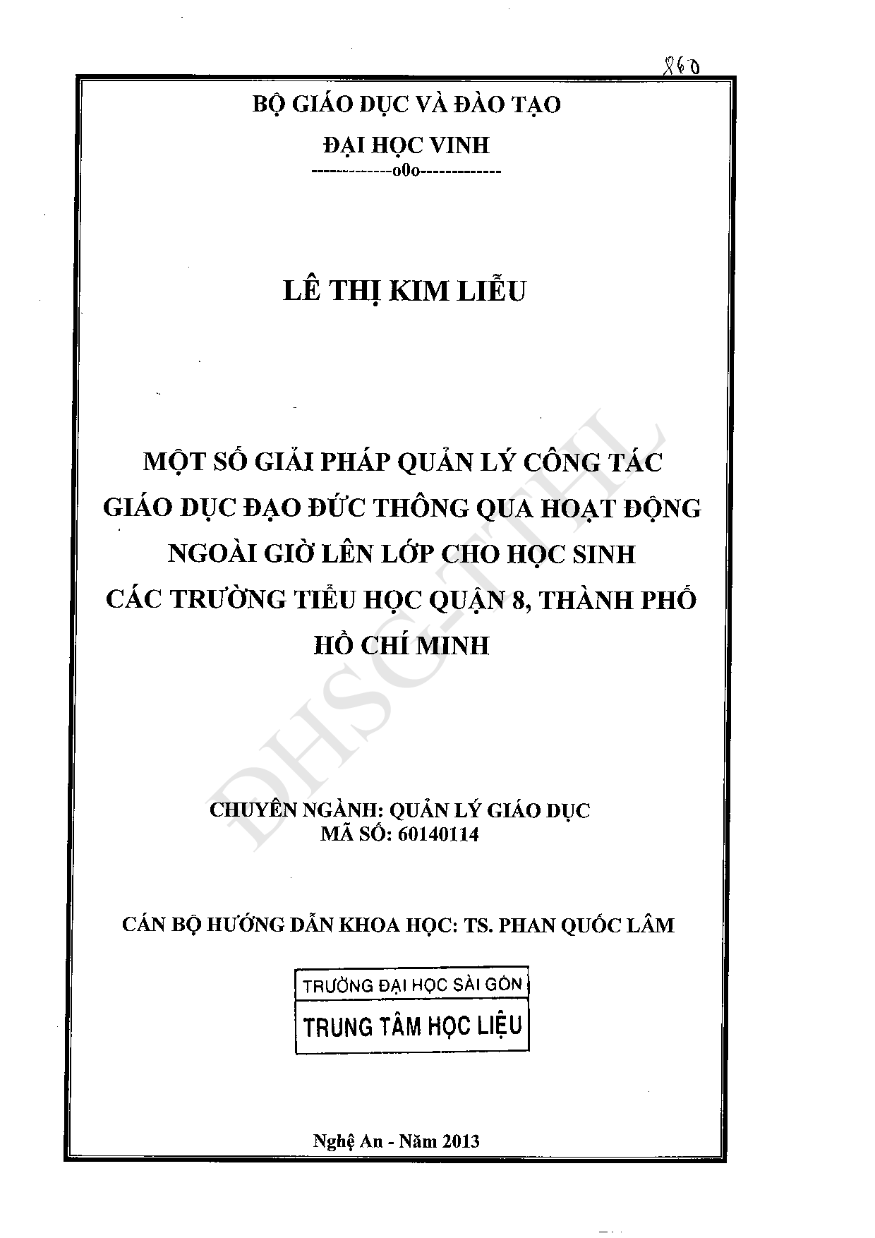 Một số giải pháp quản lý công tác giáo dục đạo đức thông qua hoạt động ngoài giờ lên lớp cho học sinh các trường tiểu học quận 8, Thành phố Hồ Chí Minh