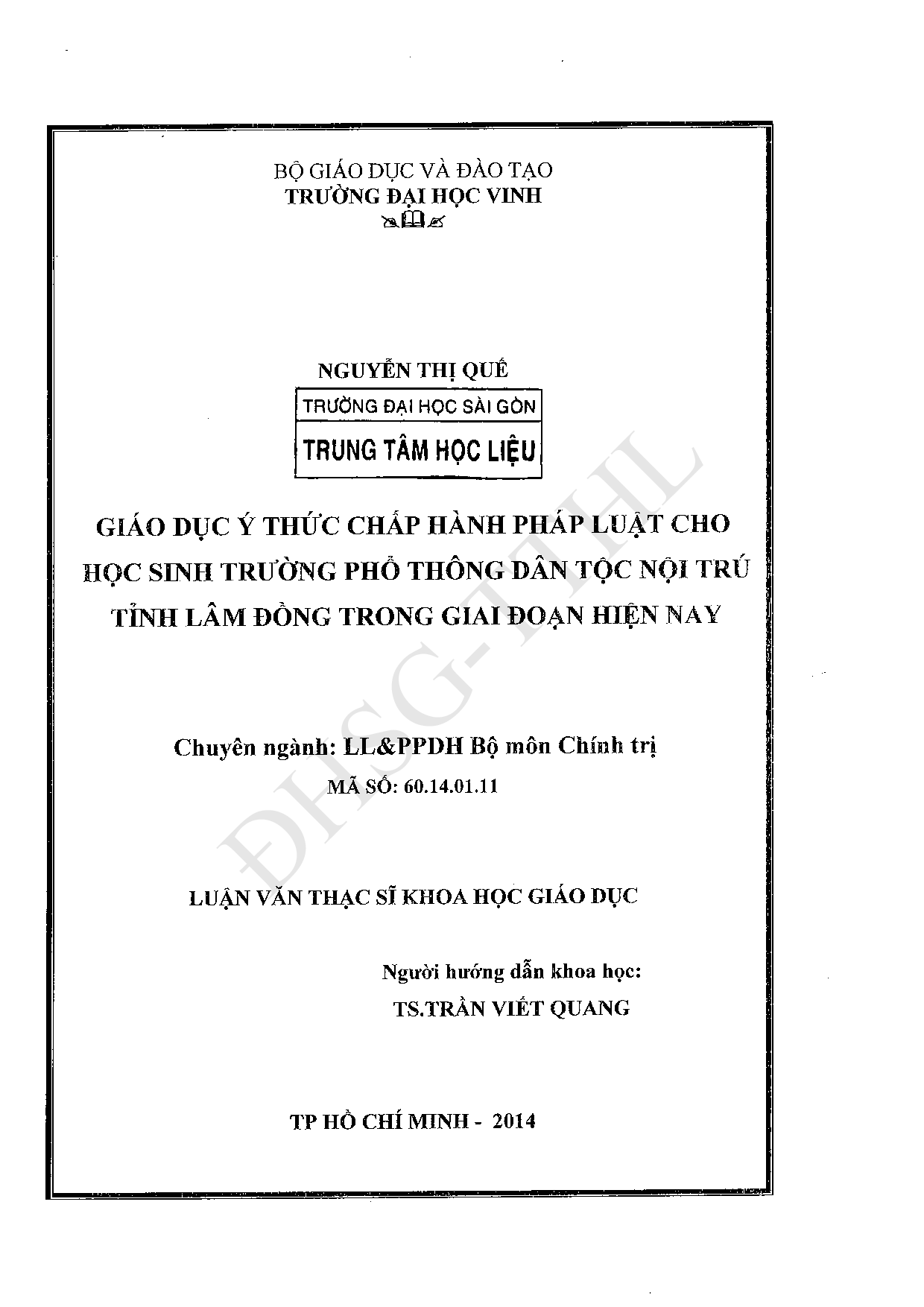 Giáo dục ý thức chấp hành pháp luật cho học sinh trường phổ thông dân tộc nội trú tỉnh Lâm Đồng trong giai đoạn hiện nay