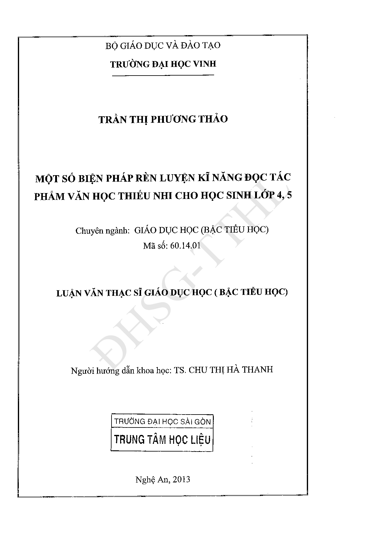 Một số biện pháp rèn luyện kỹ năng đọc tác phẩm văn học thiếu nhi cho học sinh lớp 4,5