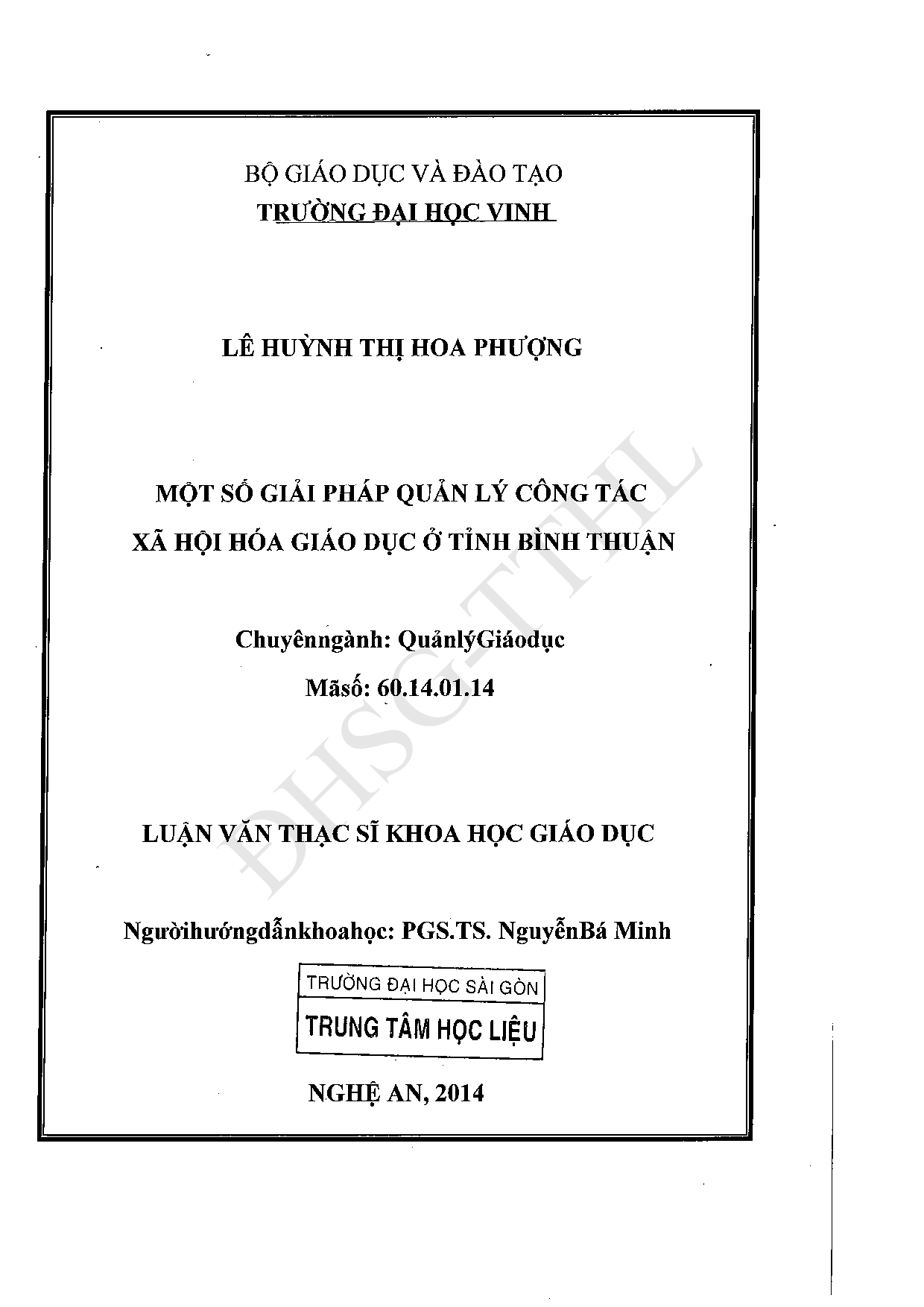 Một số giải pháp quản lý công tác xã hội hóa giáo dục ở tỉnh Bình Thuận