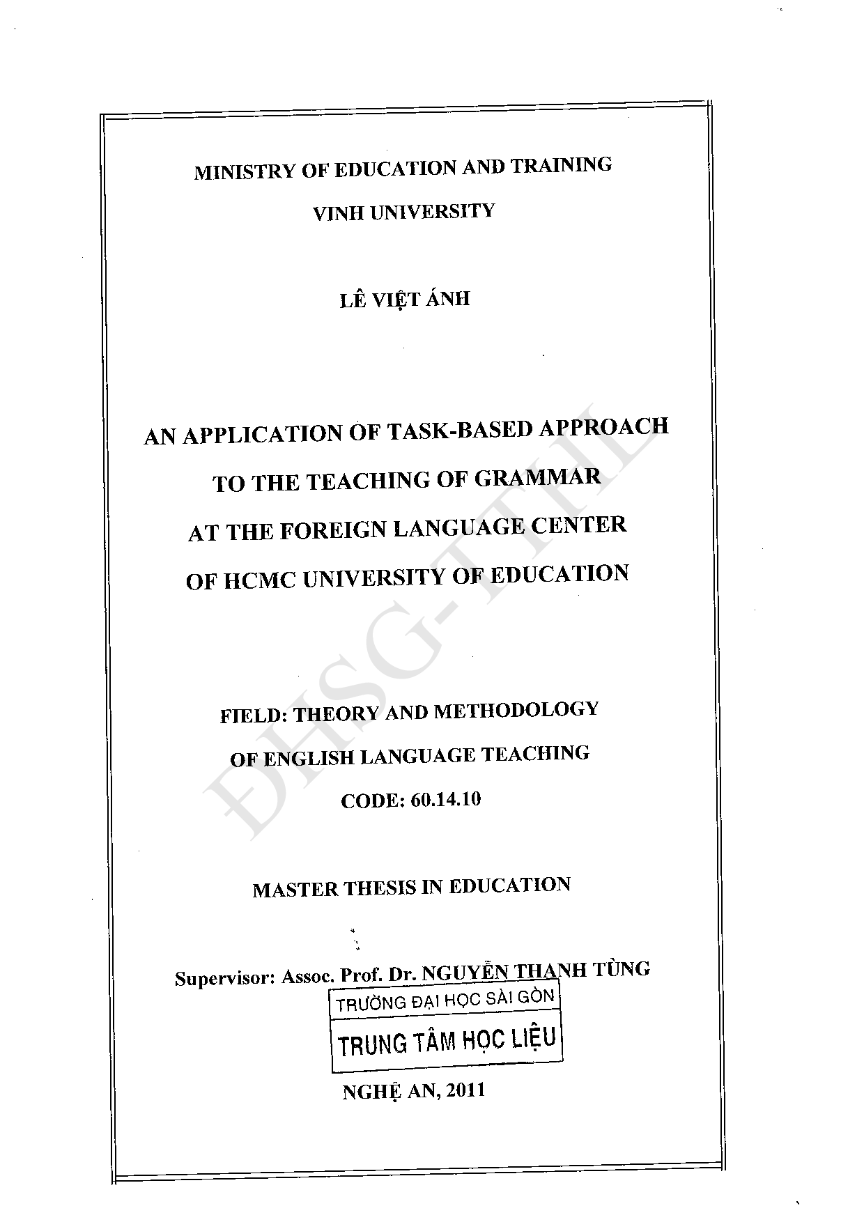 An application of task - based approach to the teaching of grammar at the foreign language center of HCMC university of education