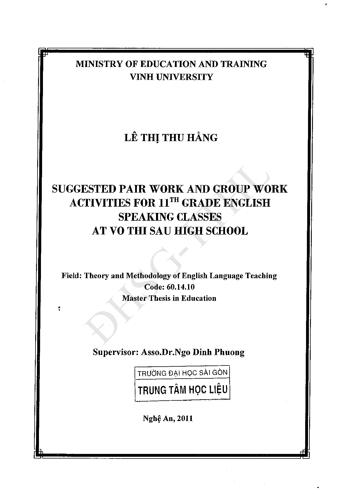 Suggested pair work and group work activities for 11th grade english speaking classes at Vo Thi Sau high school