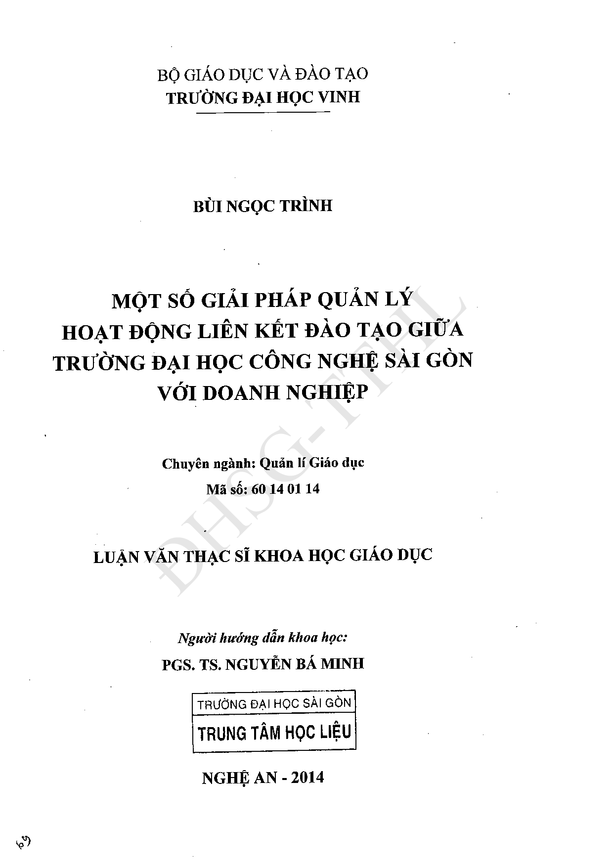 Một số giải pháp quản lý hoạt động liên kết đào tạo giữa trường Đại học Công nghệ Sài Gòn với doanh nghiệp