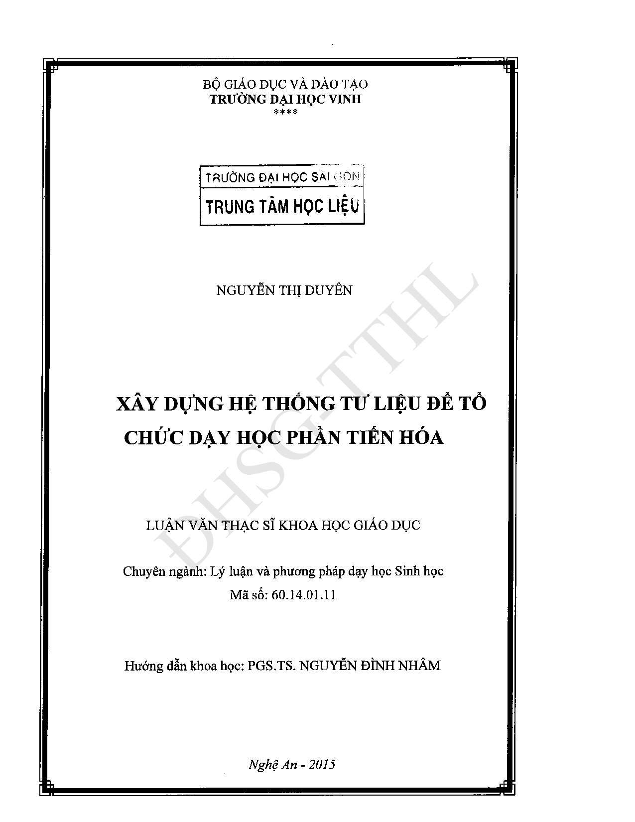 Xây dựng hệ thống tư liệu để tổ chức dạy học phần tiến hóa