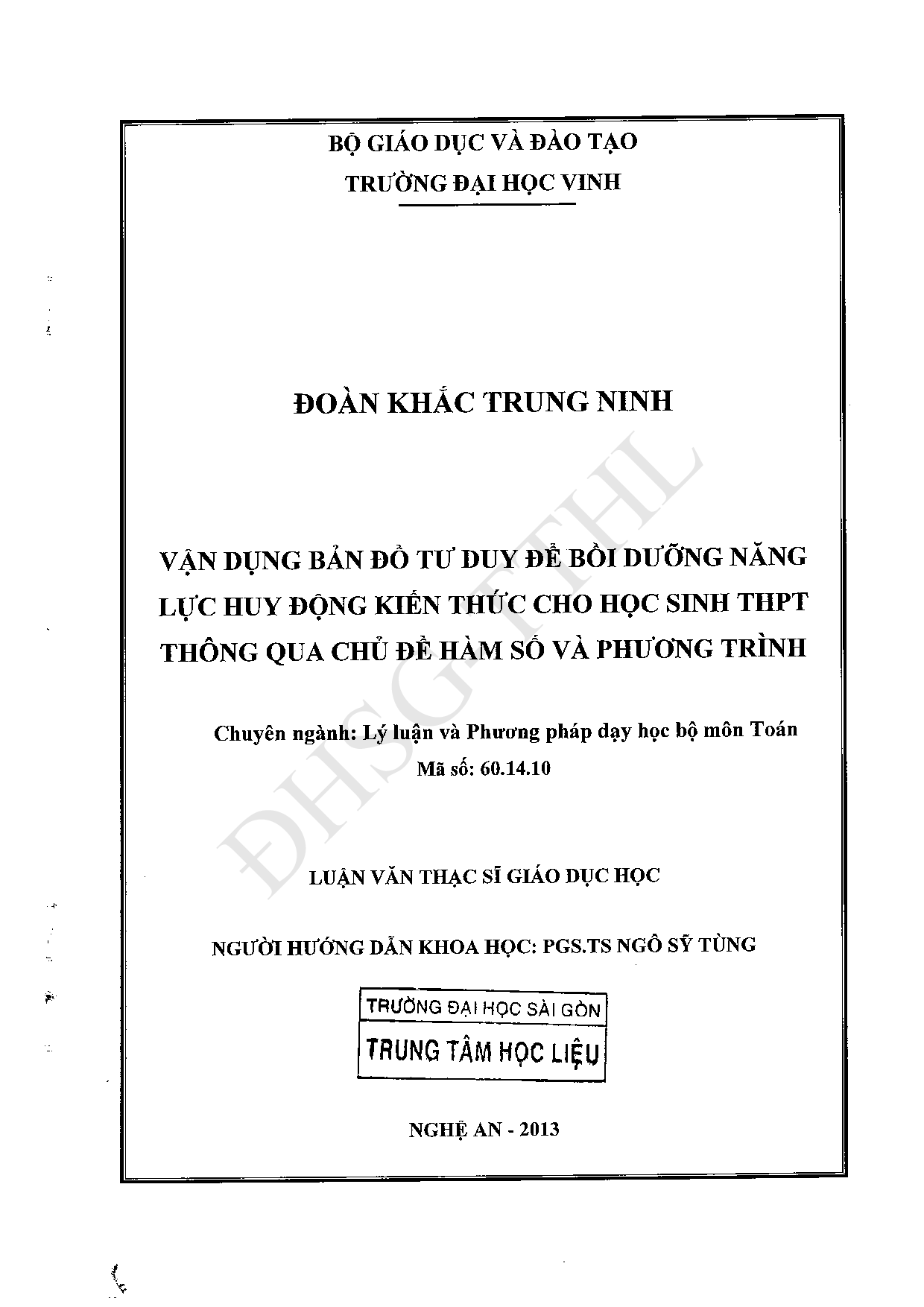 Vận dụng bản đồ tư duy để bồi dưỡng năng lực huy động kiến thức cho học sinh THPT thông qua chủ đề Hàm số và Phương trình