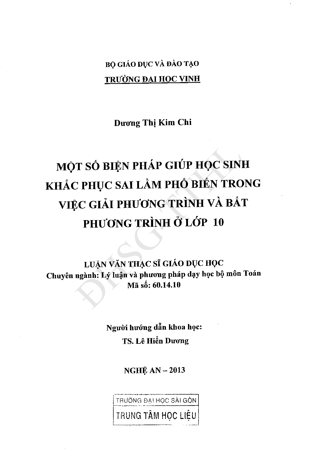 Một số biện pháp giúp học sinh khắc phục sai lầm phổ biến trong việc giải phương trình và bất phương trình ở lớp 10