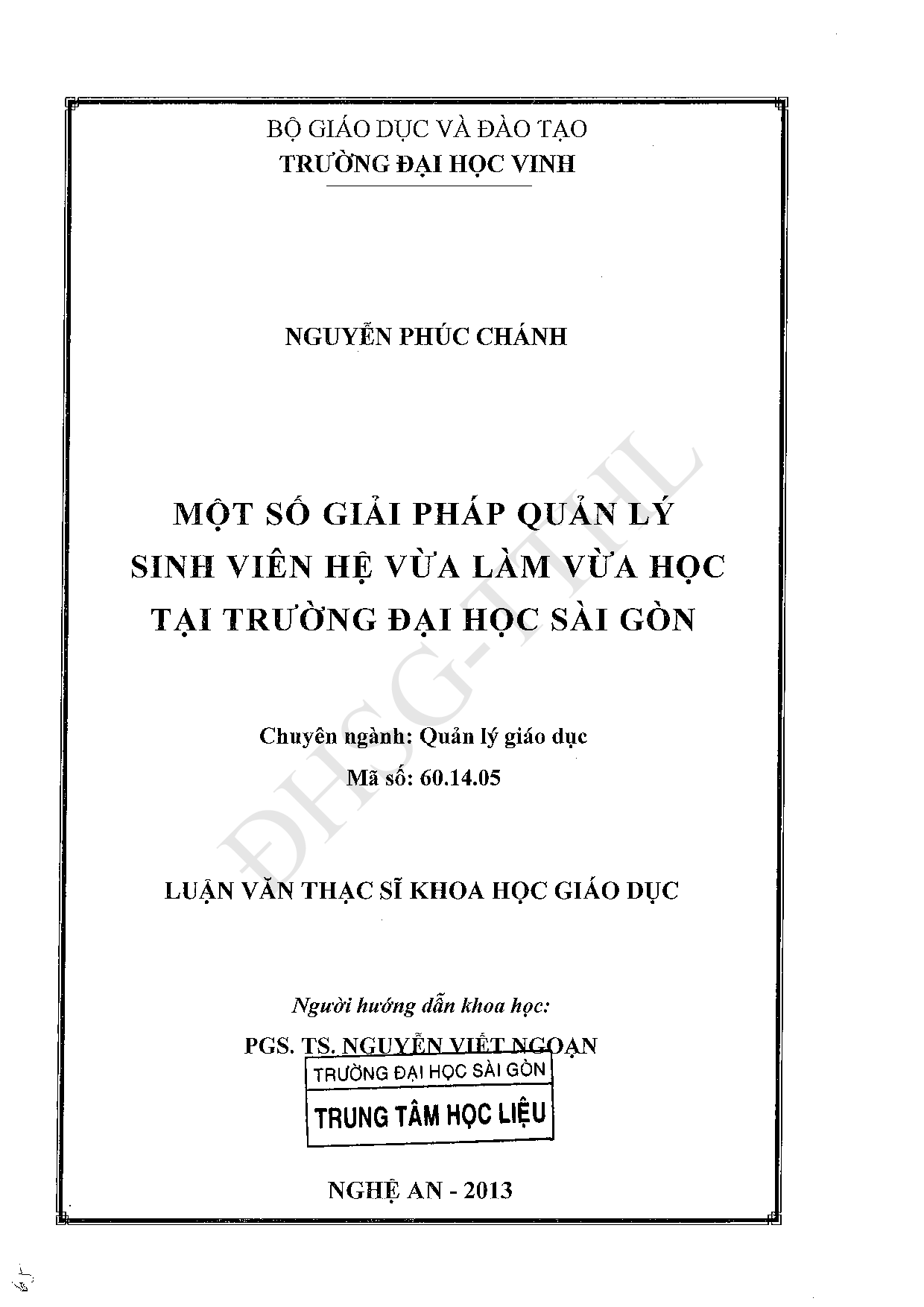 Một số giải pháp quản lý sinh viên hệ vừa làm vừa học tại trường Đại học Sài Gòn