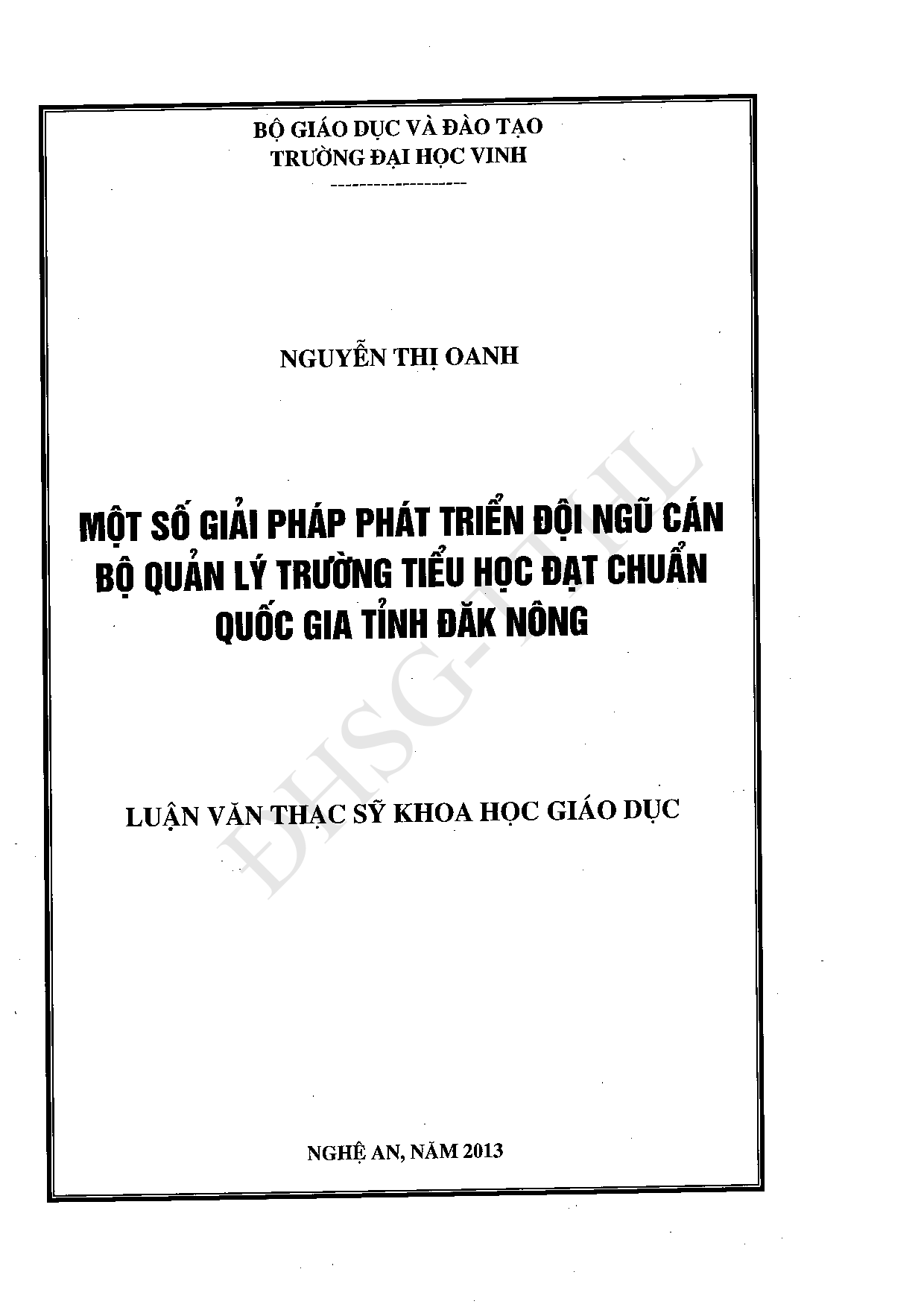 Một số giải pháp phát triển đội ngũ cán bộ quản lý trường Tiểu học đạt chuẩn quốc gia tỉnh Đăk Nông