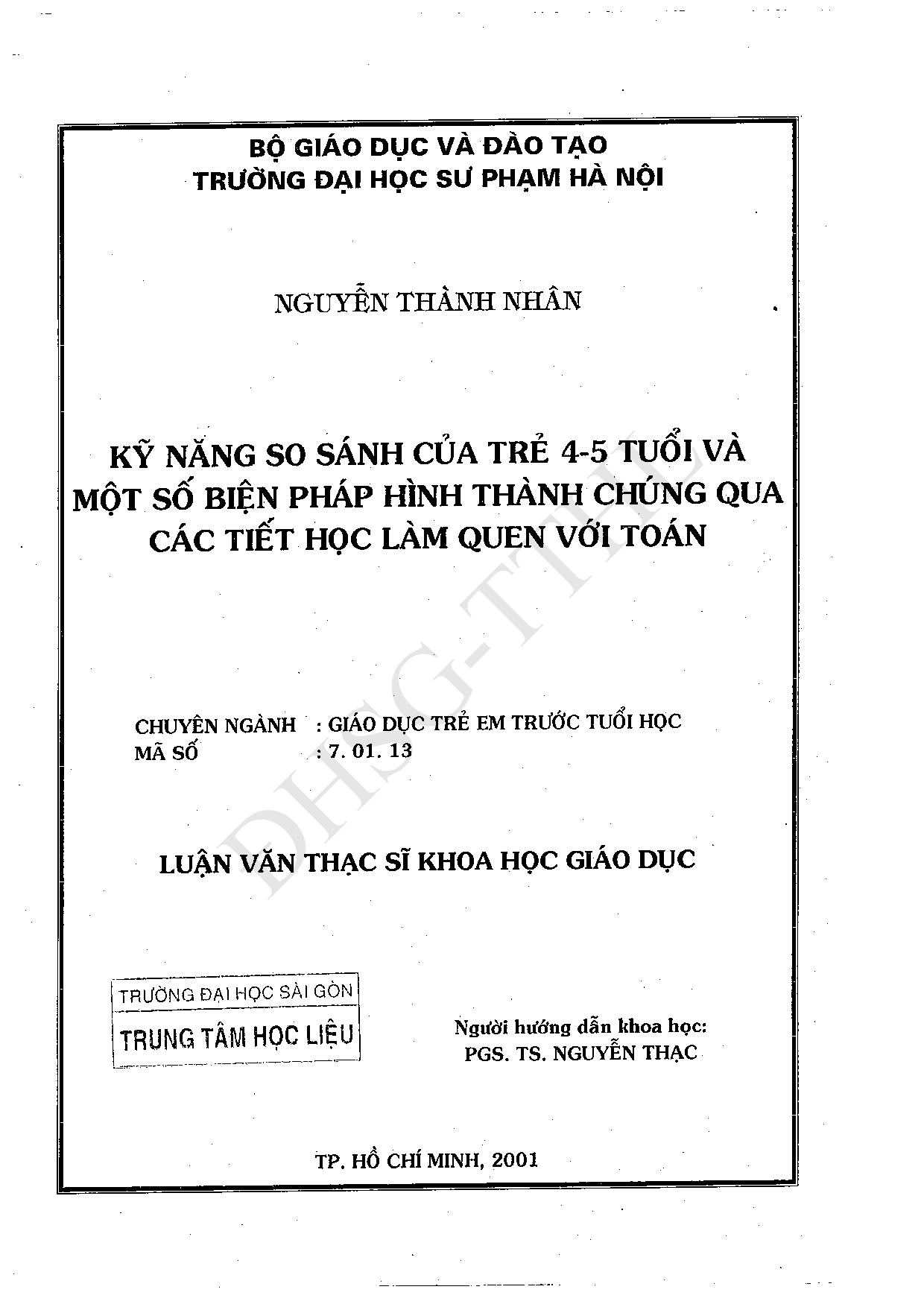 Kỹ năng so sánh của trẻ 4-5 tuổi và một số biện pháp hình thành chúng qua các tiết học làm quen với toán