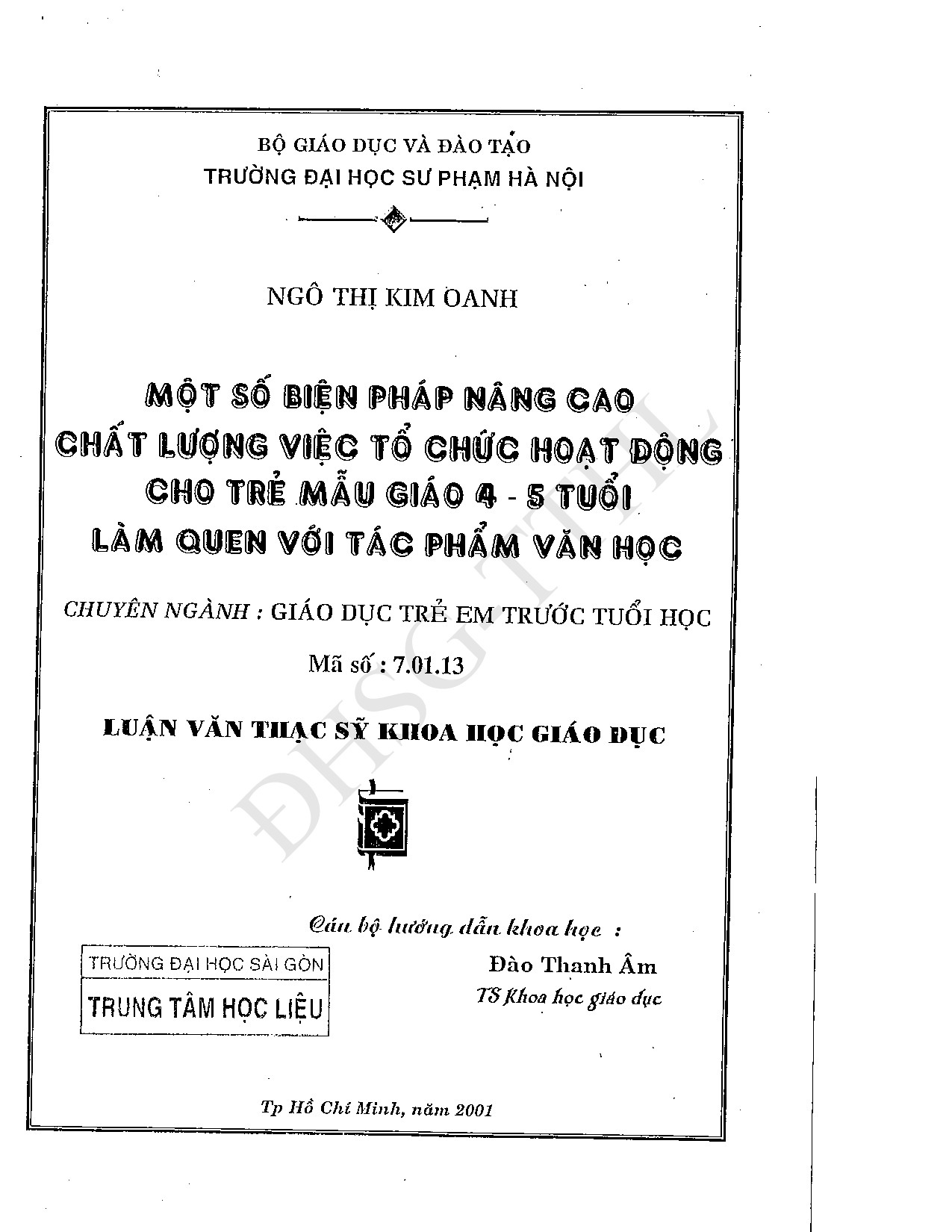 Một số biện pháp nâng cao chất lượng việc tổ chức hoạt động cho trẻ mẫu giáo 4-5 tuổi làm quen với tác phẩm văn học