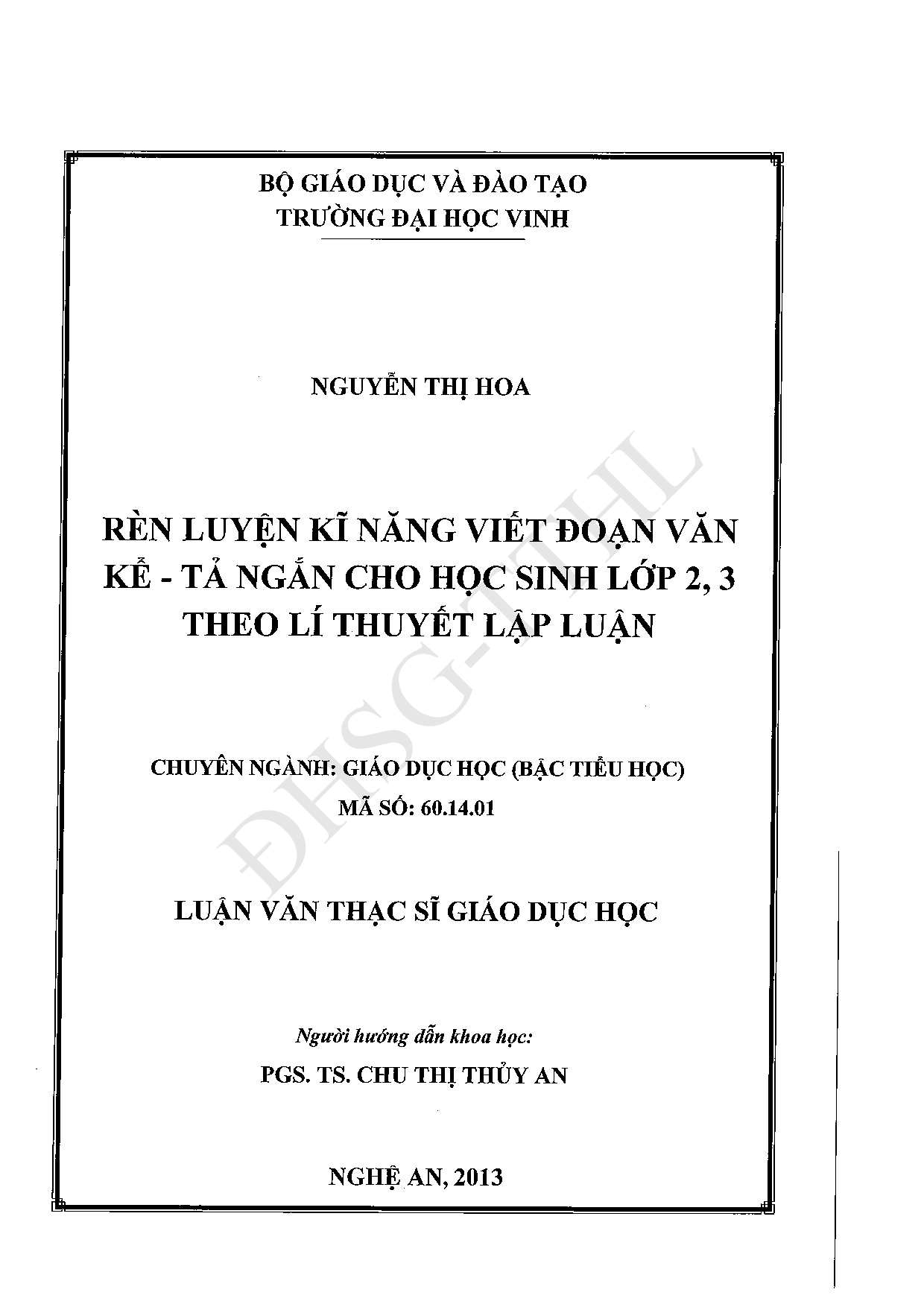 Rèn luyện kĩ năng viết đoạn văn kể - tả ngắn cho học sinh lớp 2,3 theo lí thuyết lập luận